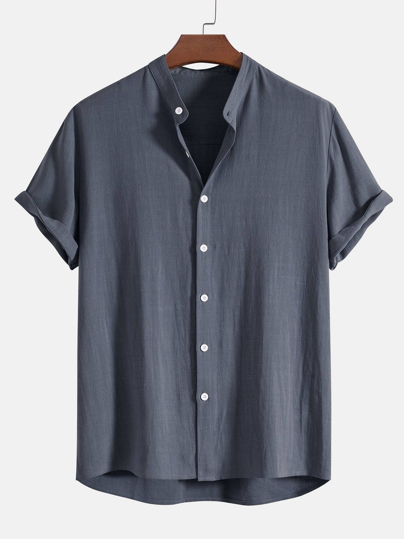 Donato® | Linen And Rayon Blend Stand Collar Shirt & Wrinkle Textured Straight Leg Pants - Image 11