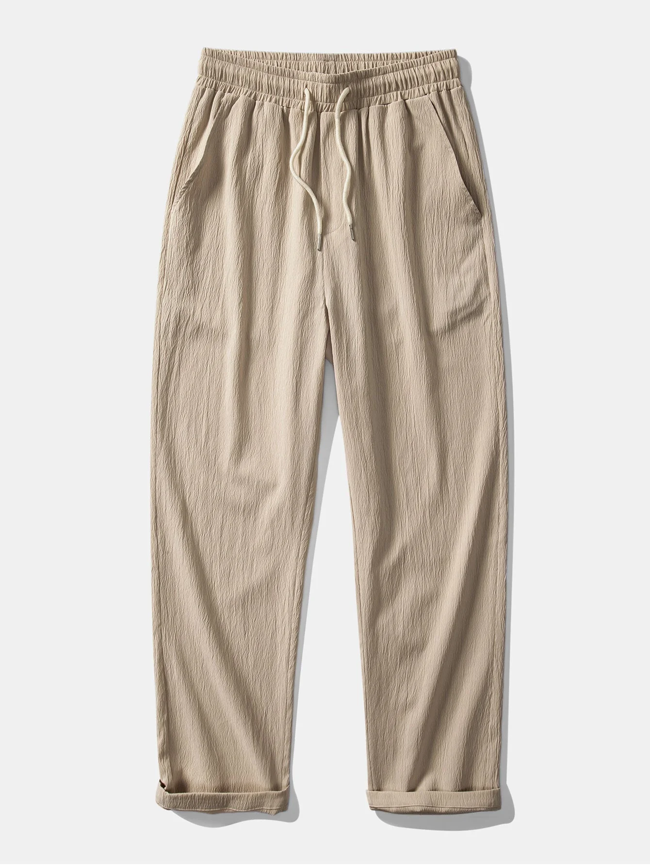 Doroteo® | Short Sleeve V Neck Linen Rayon Blend Shirt & Wrinkle Textured Straight Leg Pants - Image 19
