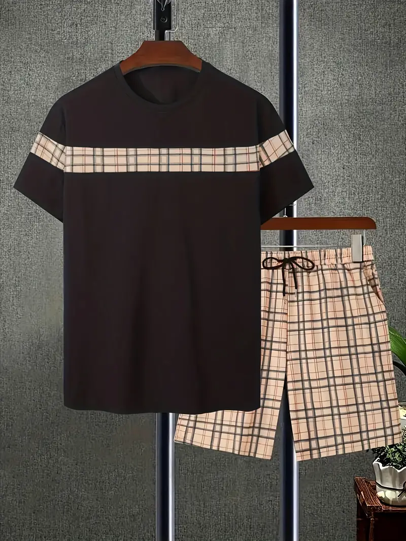 Duncan® | Men'S Checked Pattern Outfit Set For Summer Vacation