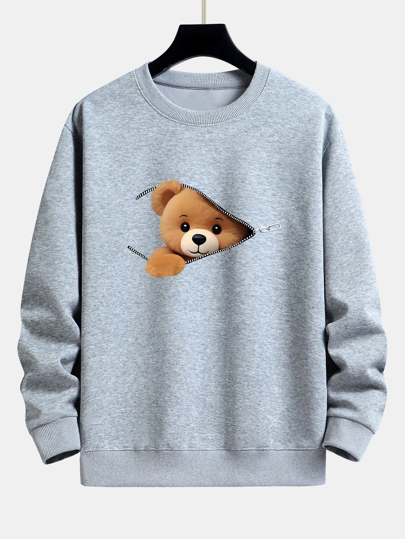 Dylan® | Zipper Bear Print Relax Fit Sweatshirt - Image 5