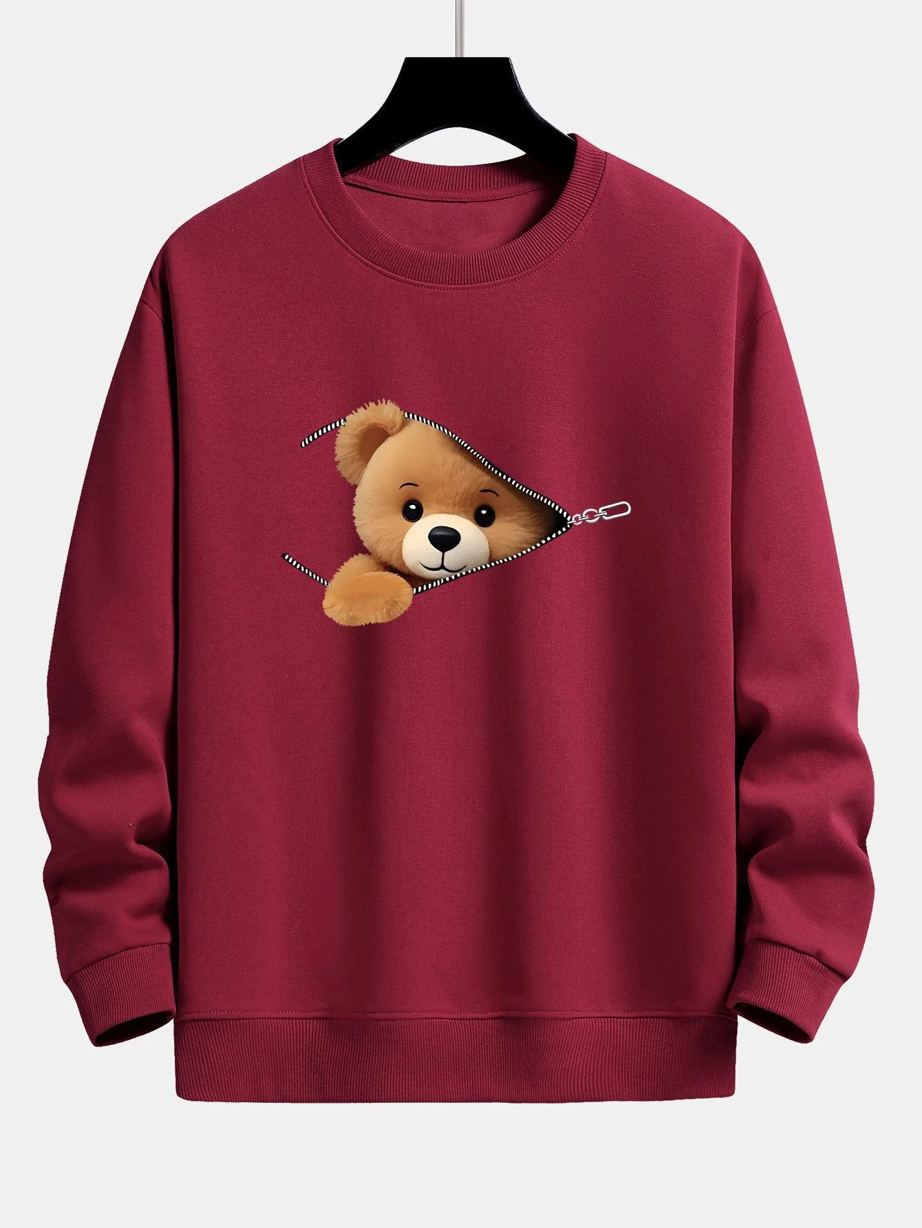 Dylan® | Zipper Bear Print Relax Fit Sweatshirt - Image 7