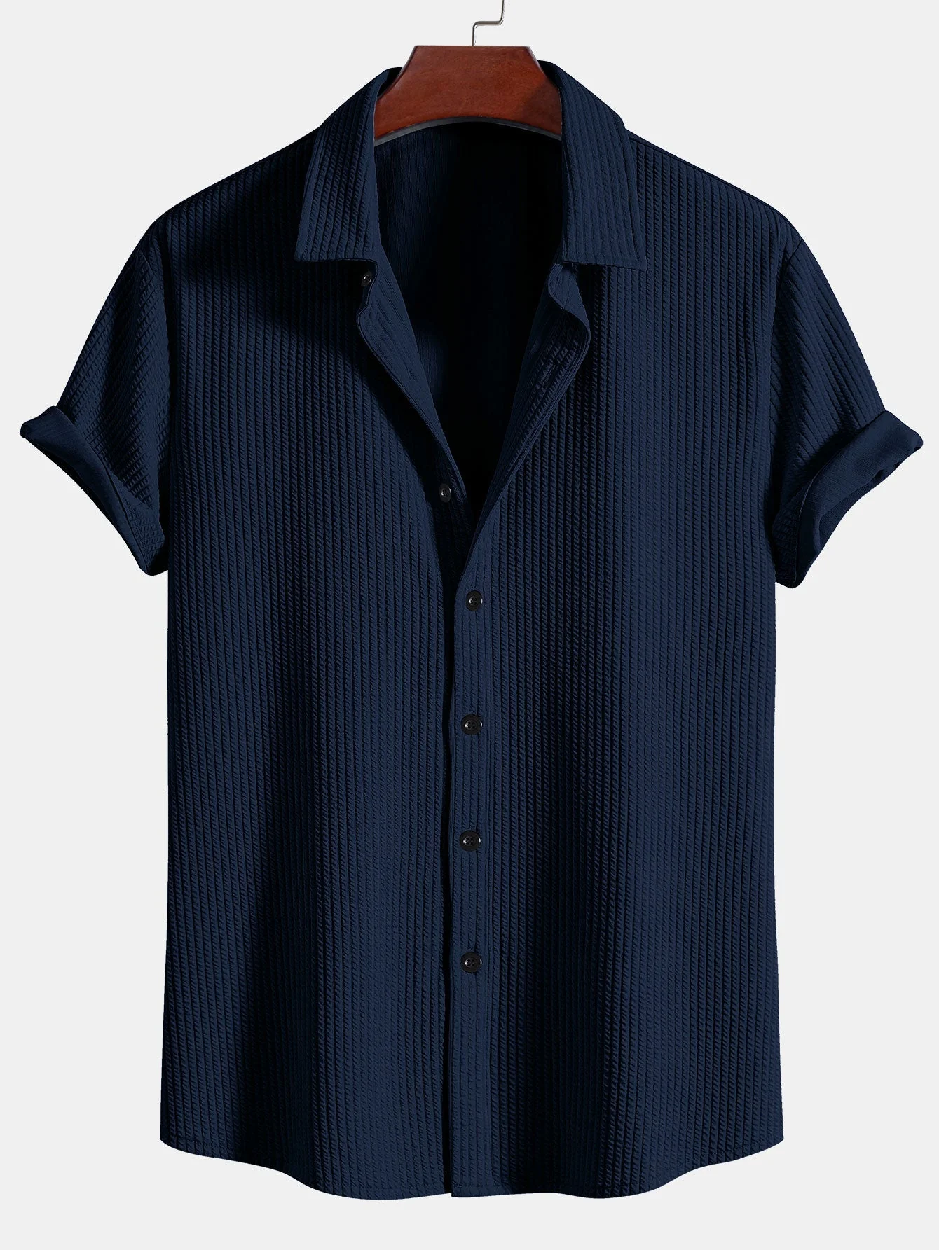 Earl® | Muscle Fit Ribbed Shirt With Buttons - Image 8