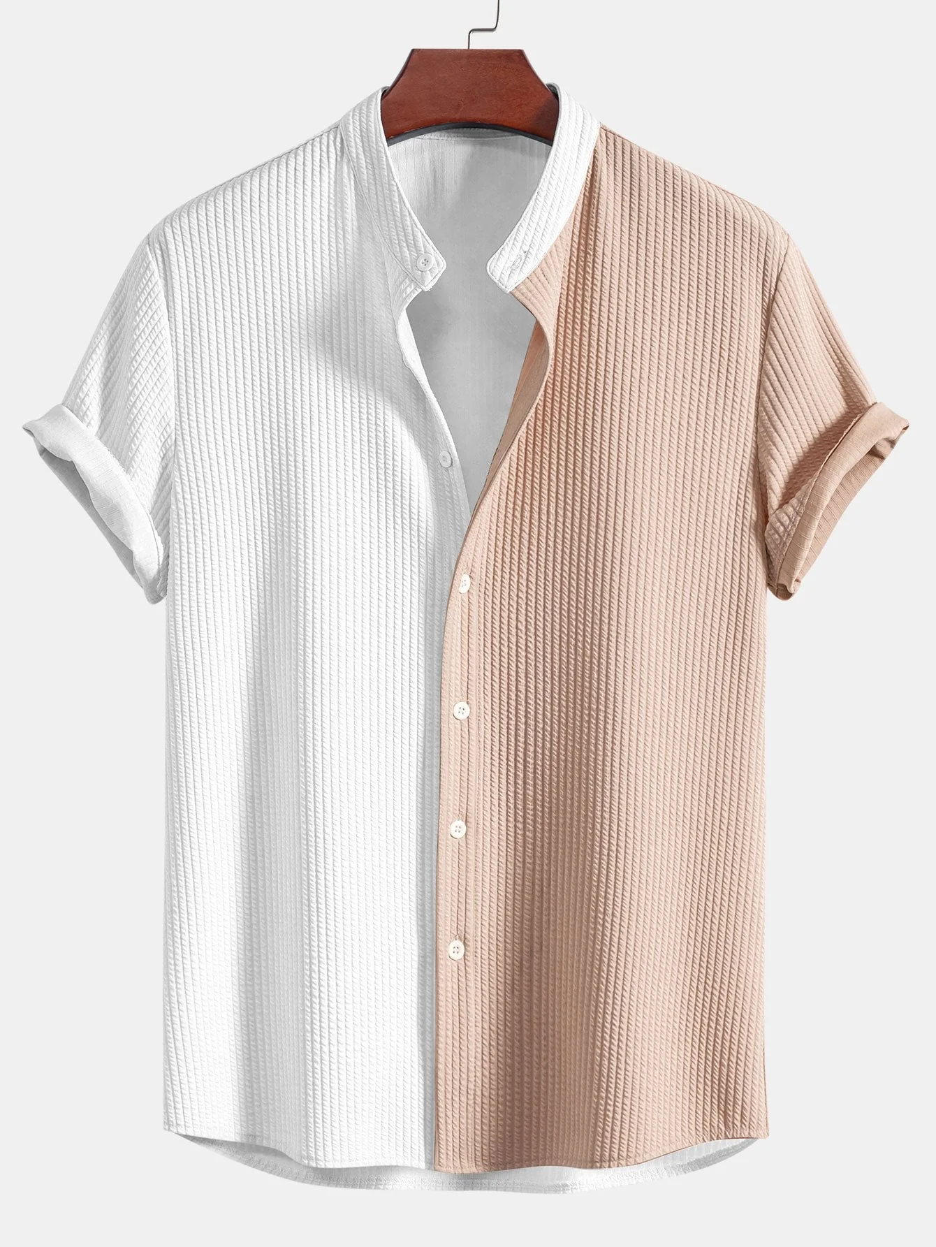 Ed® | Muscle Fit Ribbed Shirt With Mandarin Collar & Straight Leg Ribbed Trousers - Image 12