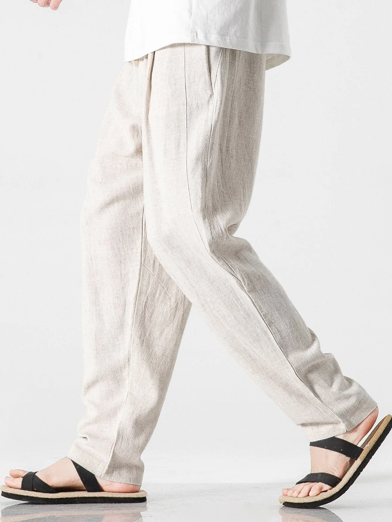 Edmund® | Relax Fit Linen And Cotton Blend Harem Pants