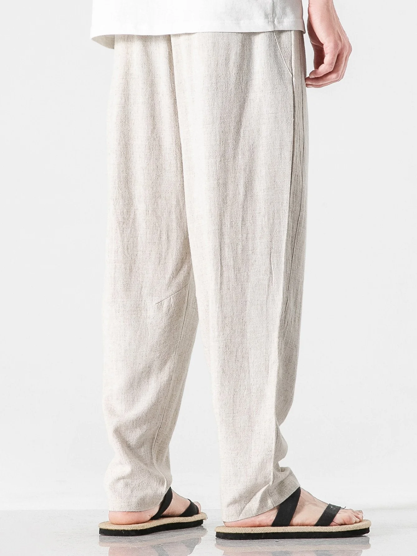 Edmund® | Relax Fit Linen And Cotton Blend Harem Pants - Image 3