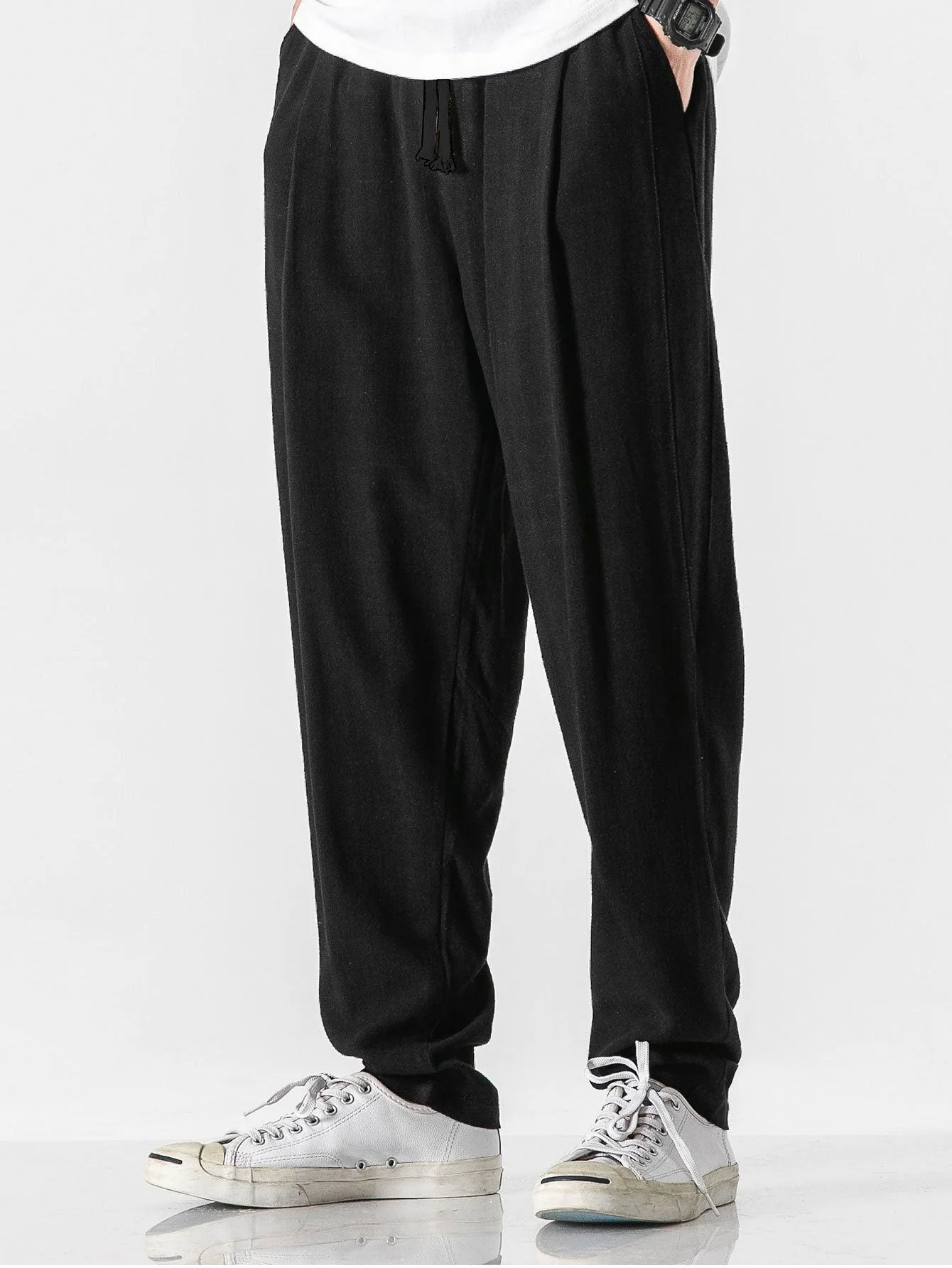 Edmund® | Relax Fit Linen And Cotton Blend Harem Pants - Image 4
