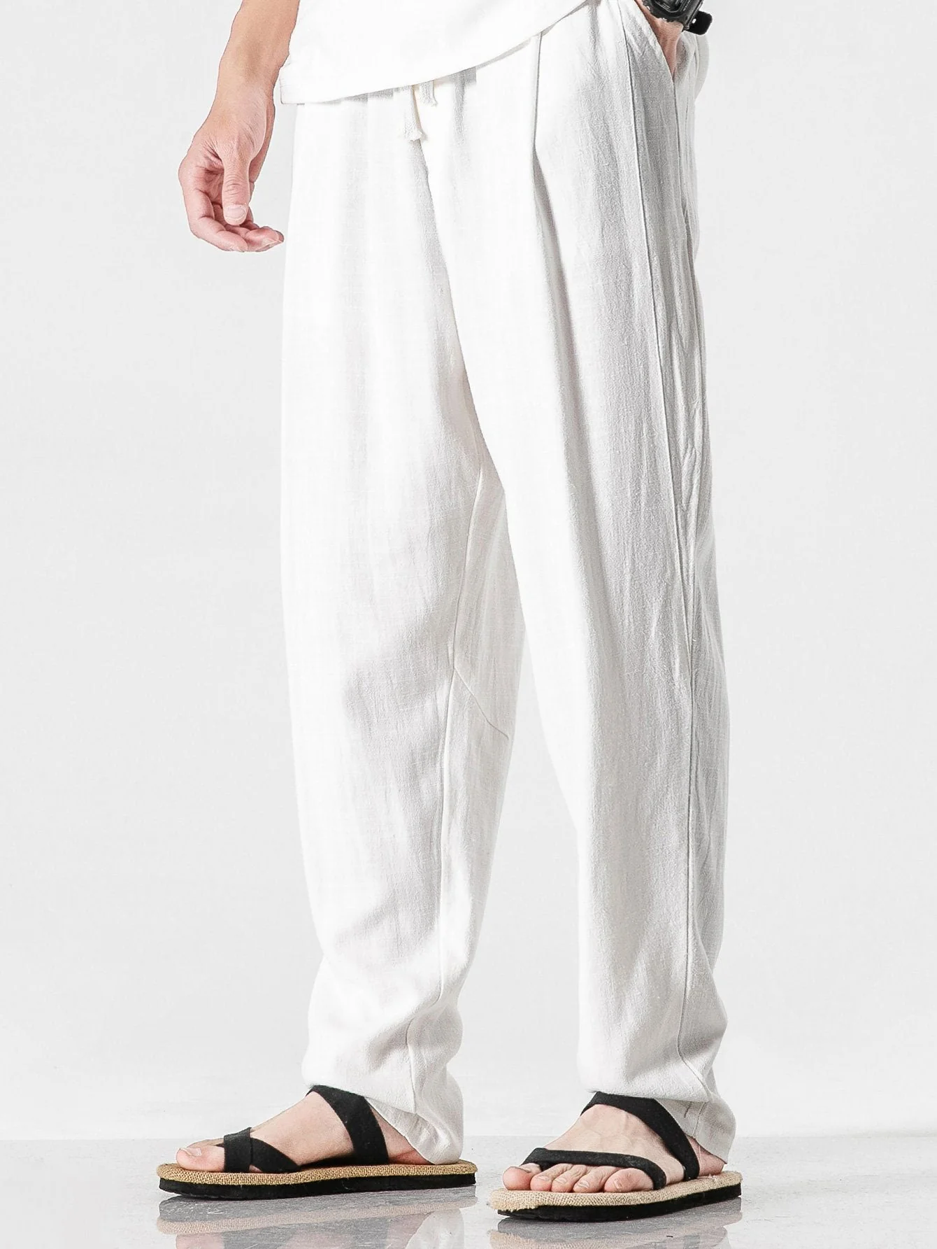 Edmund® | Relax Fit Linen And Cotton Blend Harem Pants - Image 6