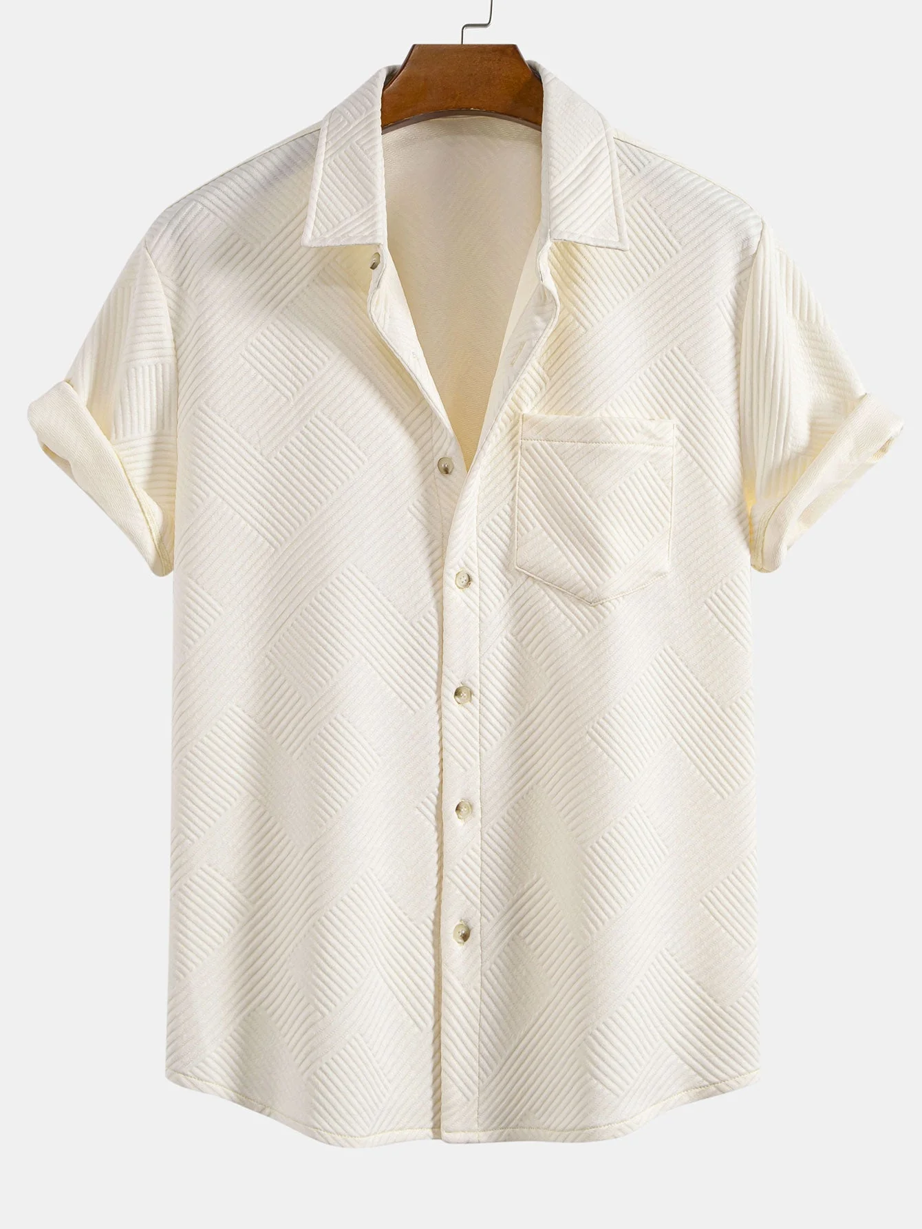 Eleuterio® | Stripe Jacquard Button Up Shirt & Shorts - Image 8