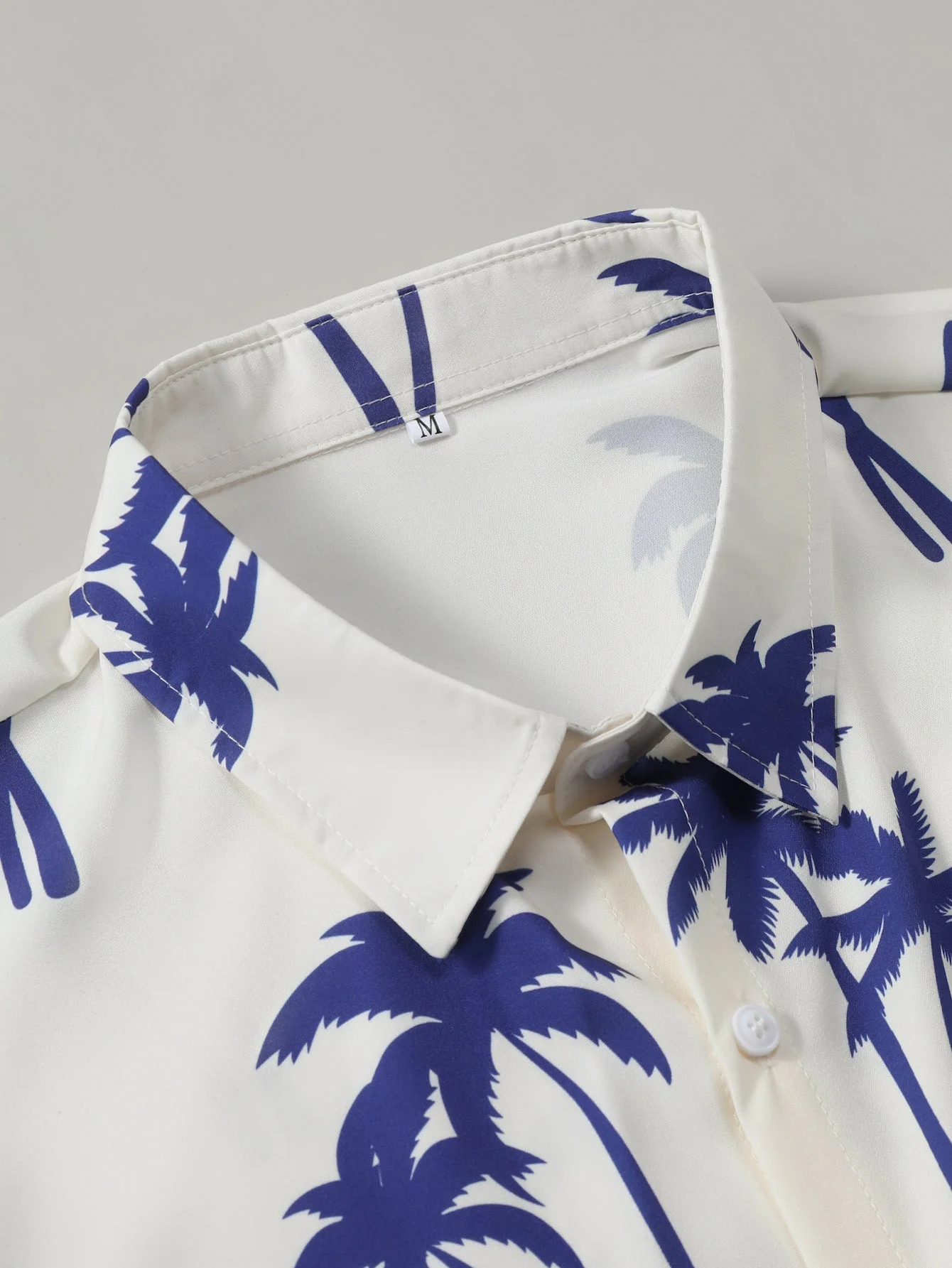 Eligio® | Palm Tree Print Button Up Shirt & Man Mid Length Drawstring Swim Shorts - Image 10