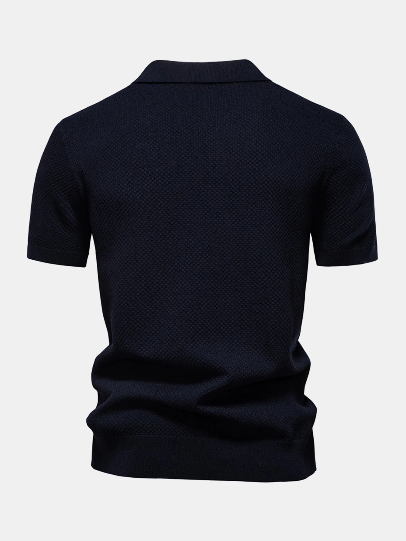 Elton® | Pineapple Texture Knit V Neck Polo - Image 8