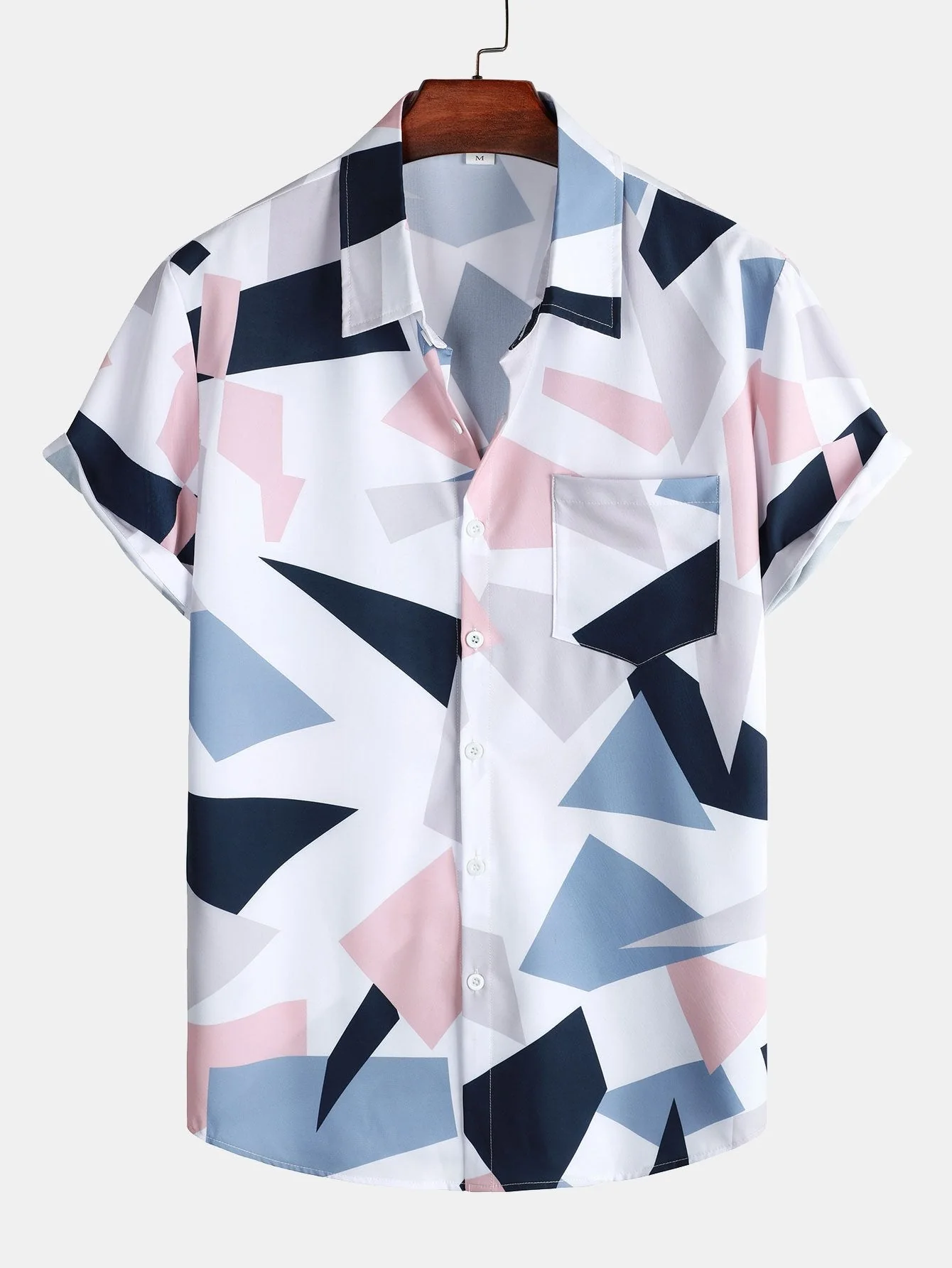Emilio® | Geometric Print Button Up Shirt With Pocket