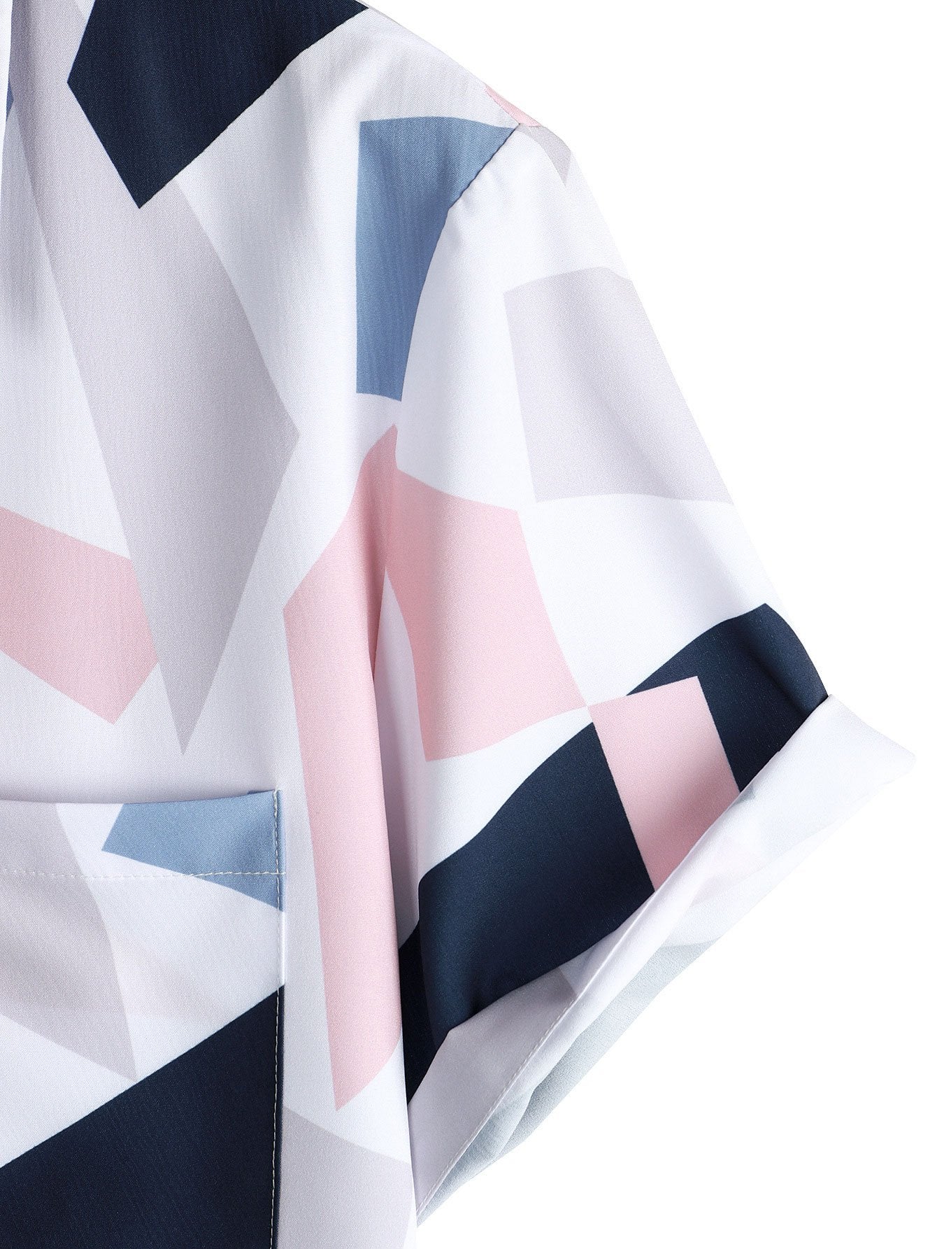 Emilio® | Geometric Print Button Up Shirt With Pocket - Image 4