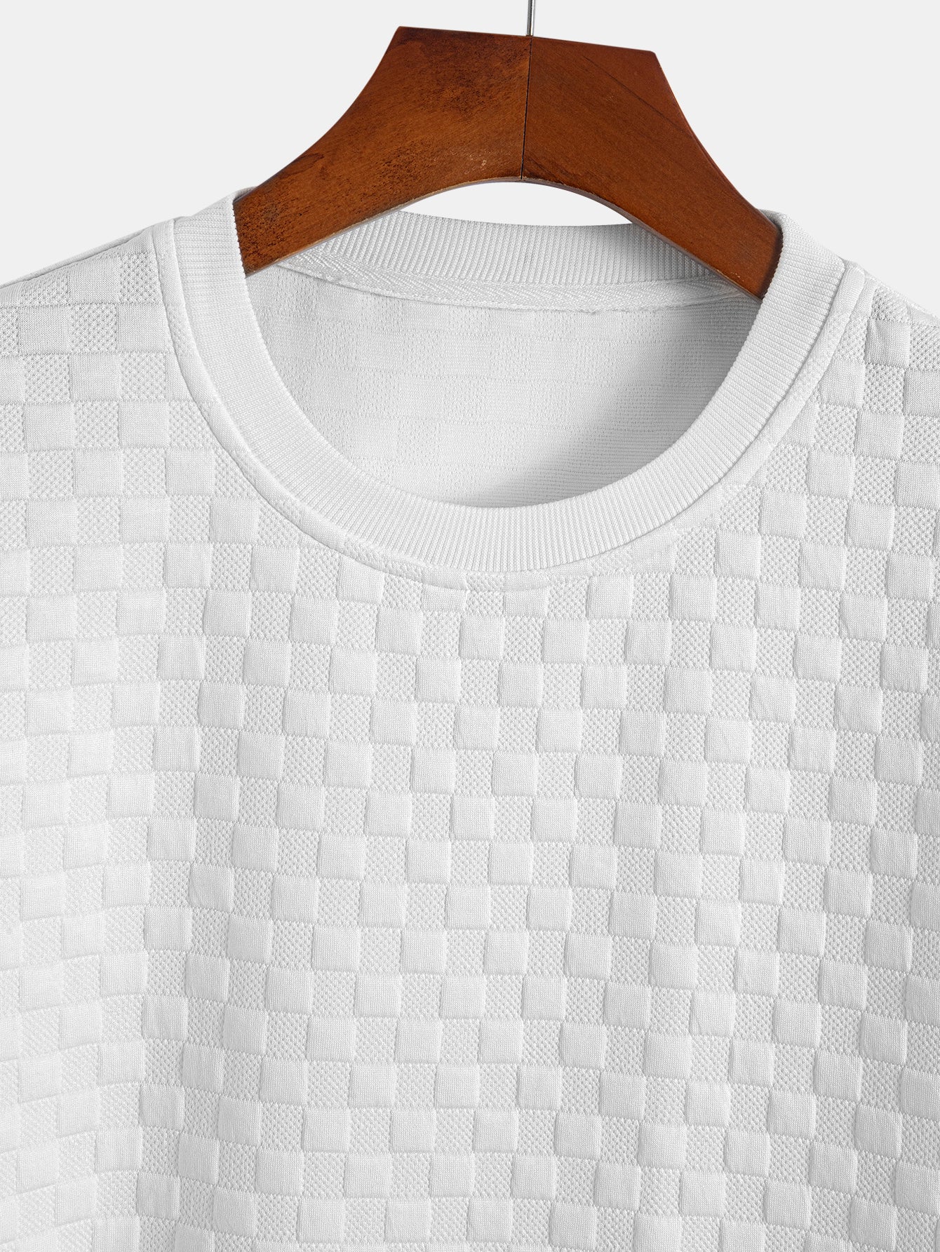 Enoc® | Checkerboard Jacquard Arc Hem T-Shirt & Checkerboard Jacquard Shorts - Image 11