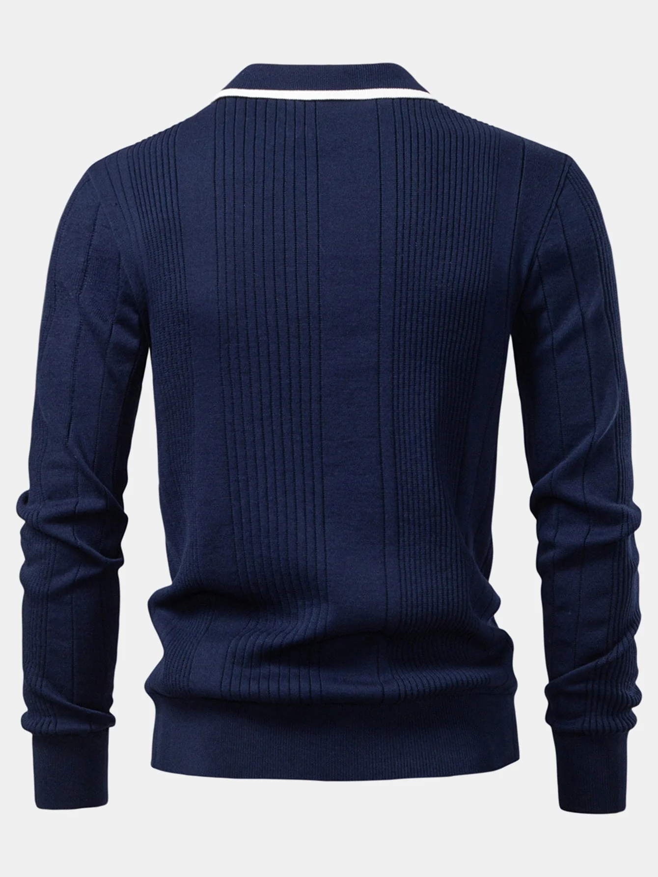 Escipión® | Long Sleeved Knitted Stripe Jacquard Polo Shirt & Slim Fit Tapered Trousers - Image 13