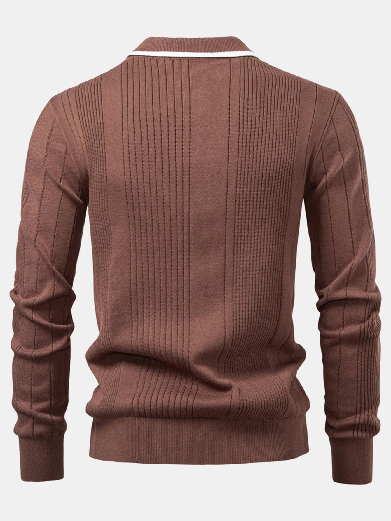 Escipión® | Long Sleeved Knitted Stripe Jacquard Polo Shirt & Slim Fit Tapered Trousers - Image 17