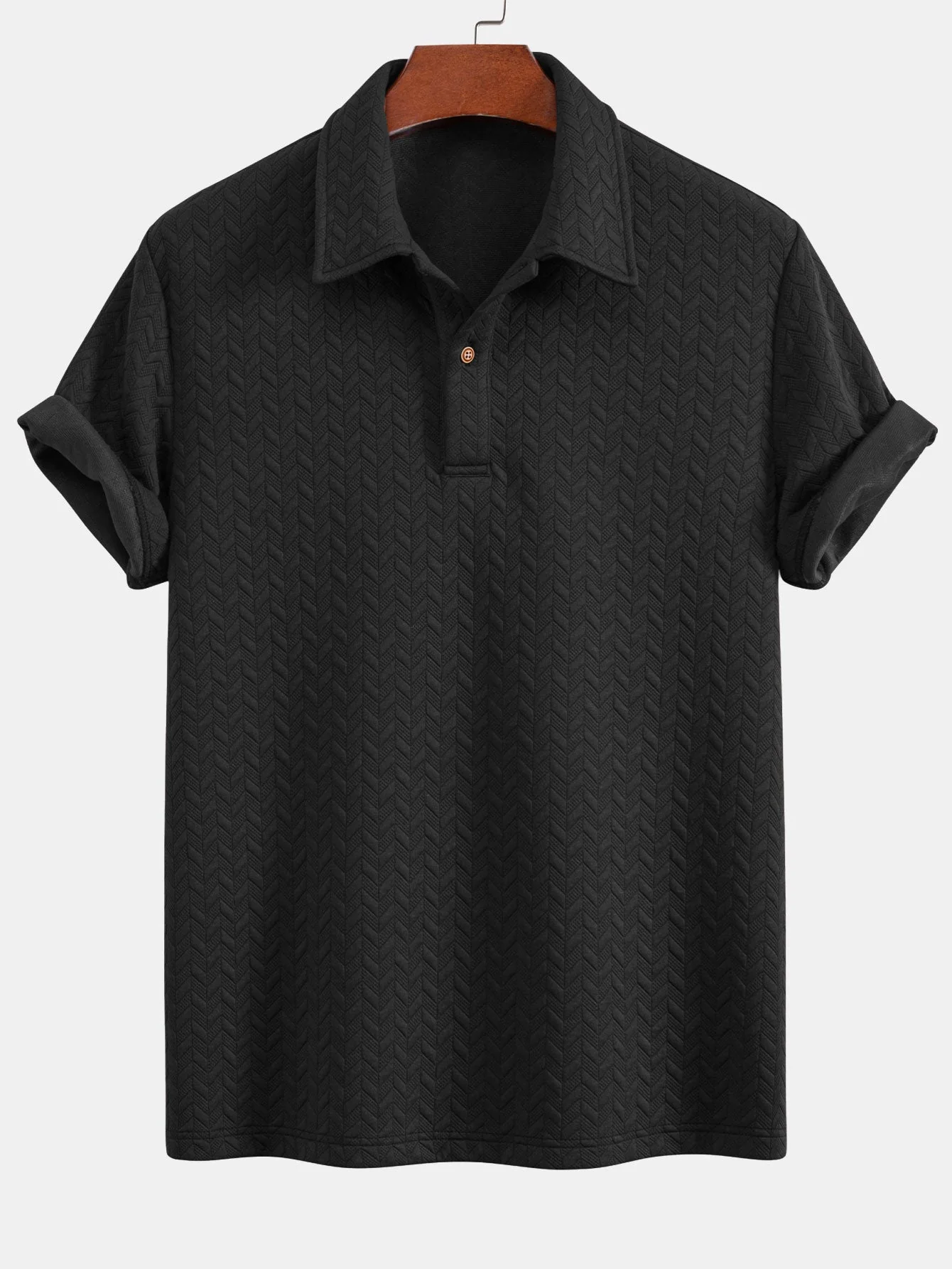 Esdras® | Short Sleeved Jacquard Textured Polo - Image 5