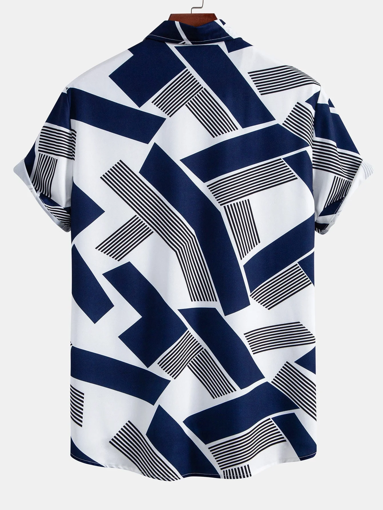 Ethan® | Color Block Geometry Print Button Up Shirt - Image 2