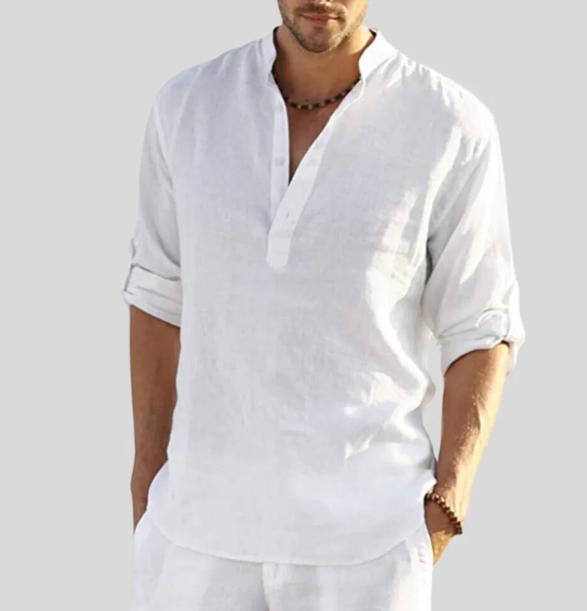 Ethan® | Elegant Linen Shirt With Collar