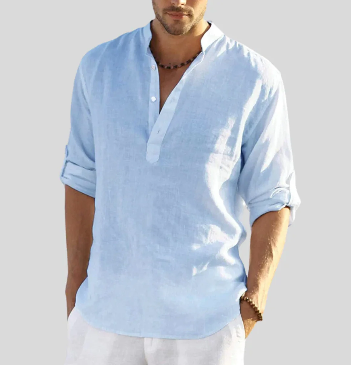 Ethan® | Elegant Linen Shirt With Collar - Image 3