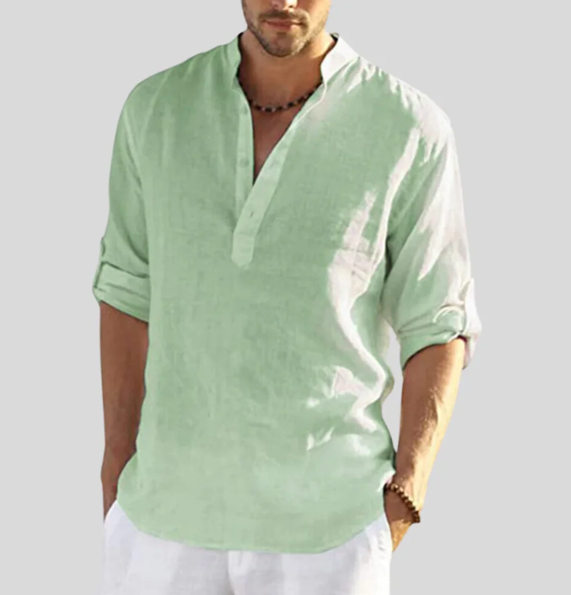 Ethan® | Elegant Linen Shirt With Collar - Image 6