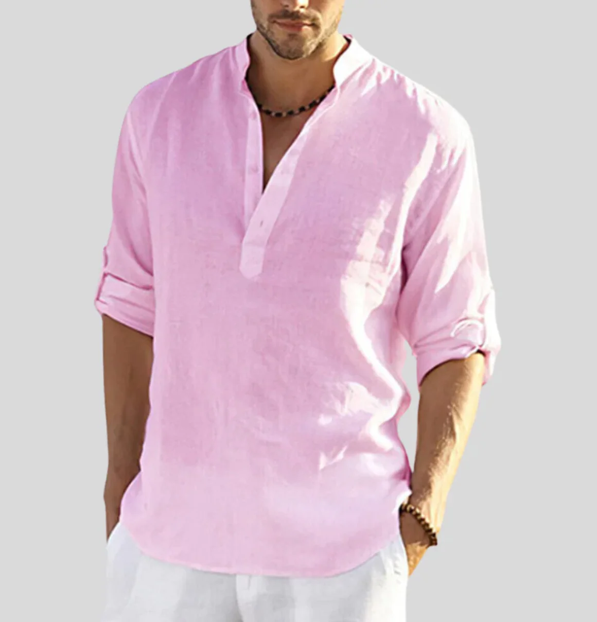 Ethan® | Elegant Linen Shirt With Collar - Image 7