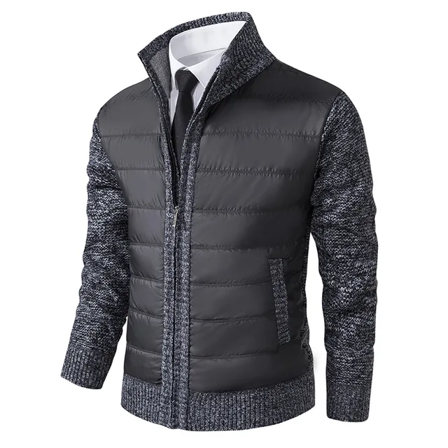 Eudoro | Men's quilted jacket with ribbed sleeves - Image 2