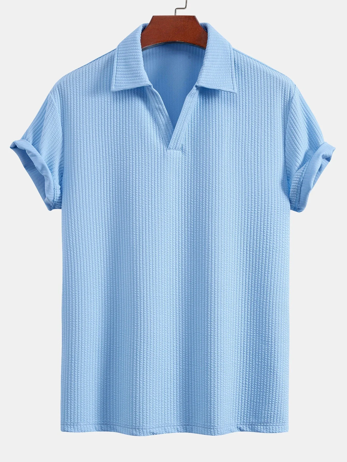 Eugenio® | Short Sleeved V-Neck Ribbed Polo