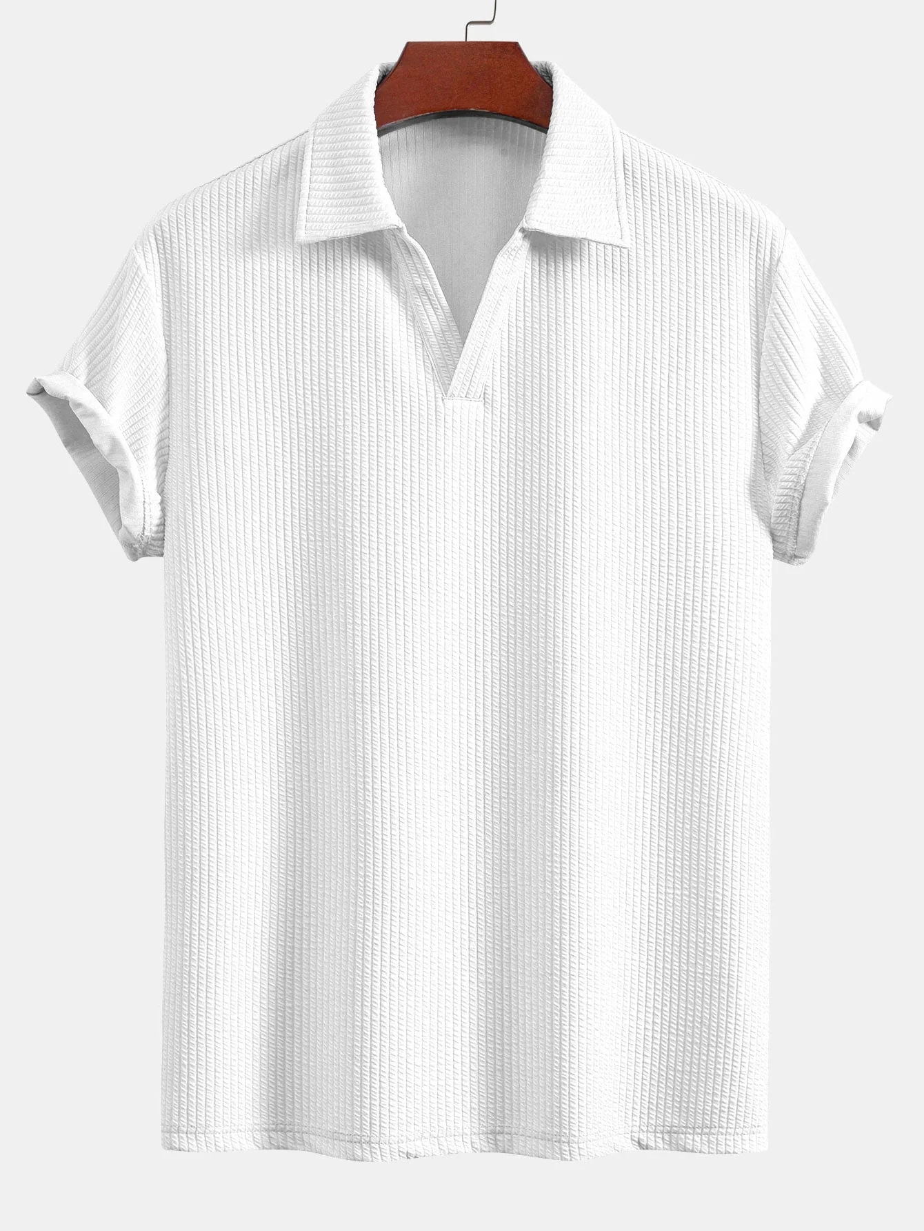 Eugenio® | Short Sleeved V-Neck Ribbed Polo - Image 7