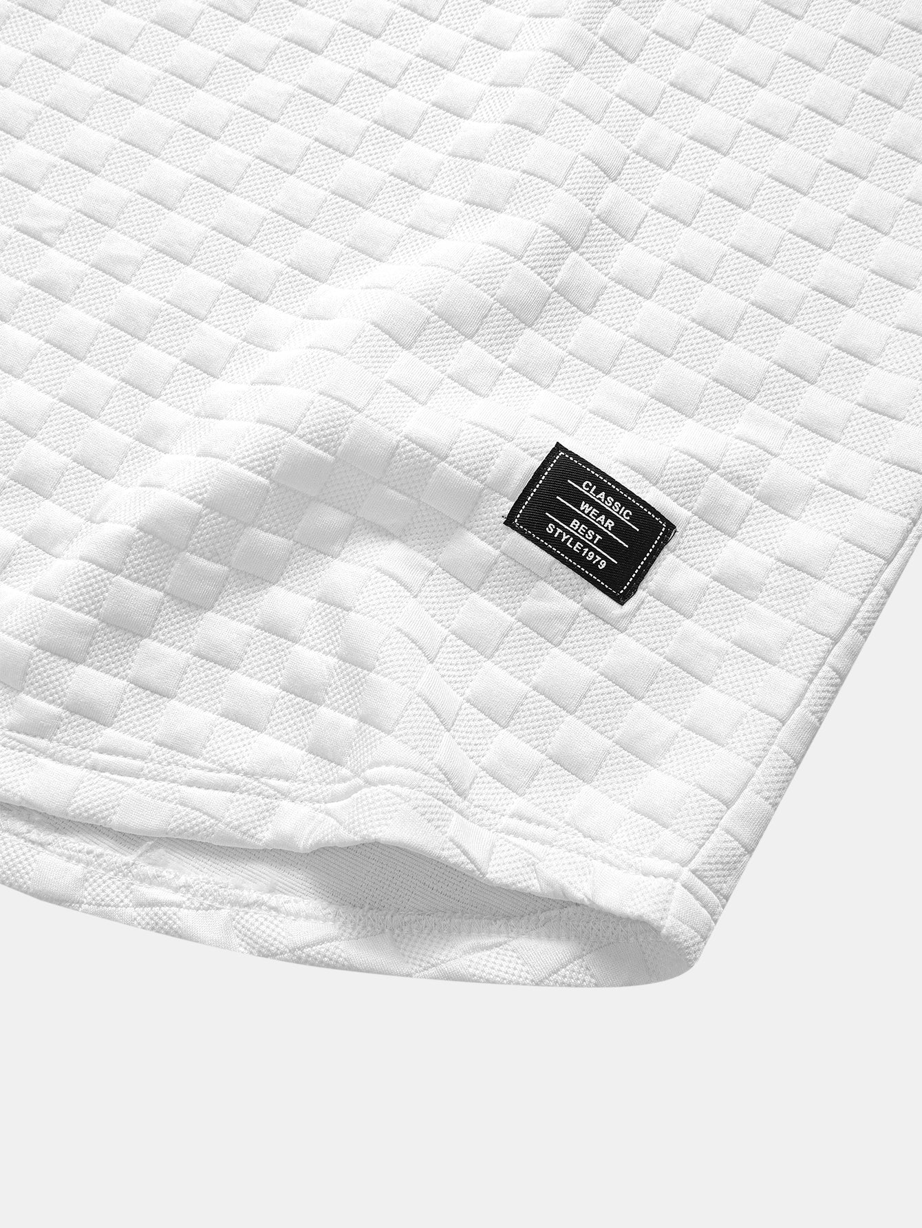Eulogio® | Checkerboard Jacquard Arc Hem T-Shirt - Image 10