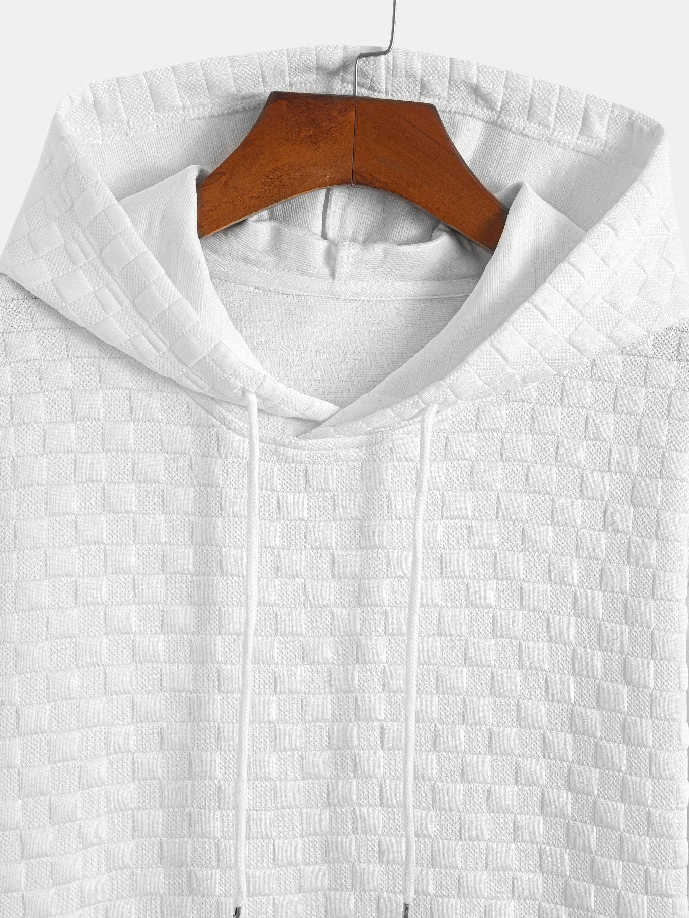 Eustaquio® | Checkerboard Jacquard Arc Hem Hooded T-Shirt - Image 7