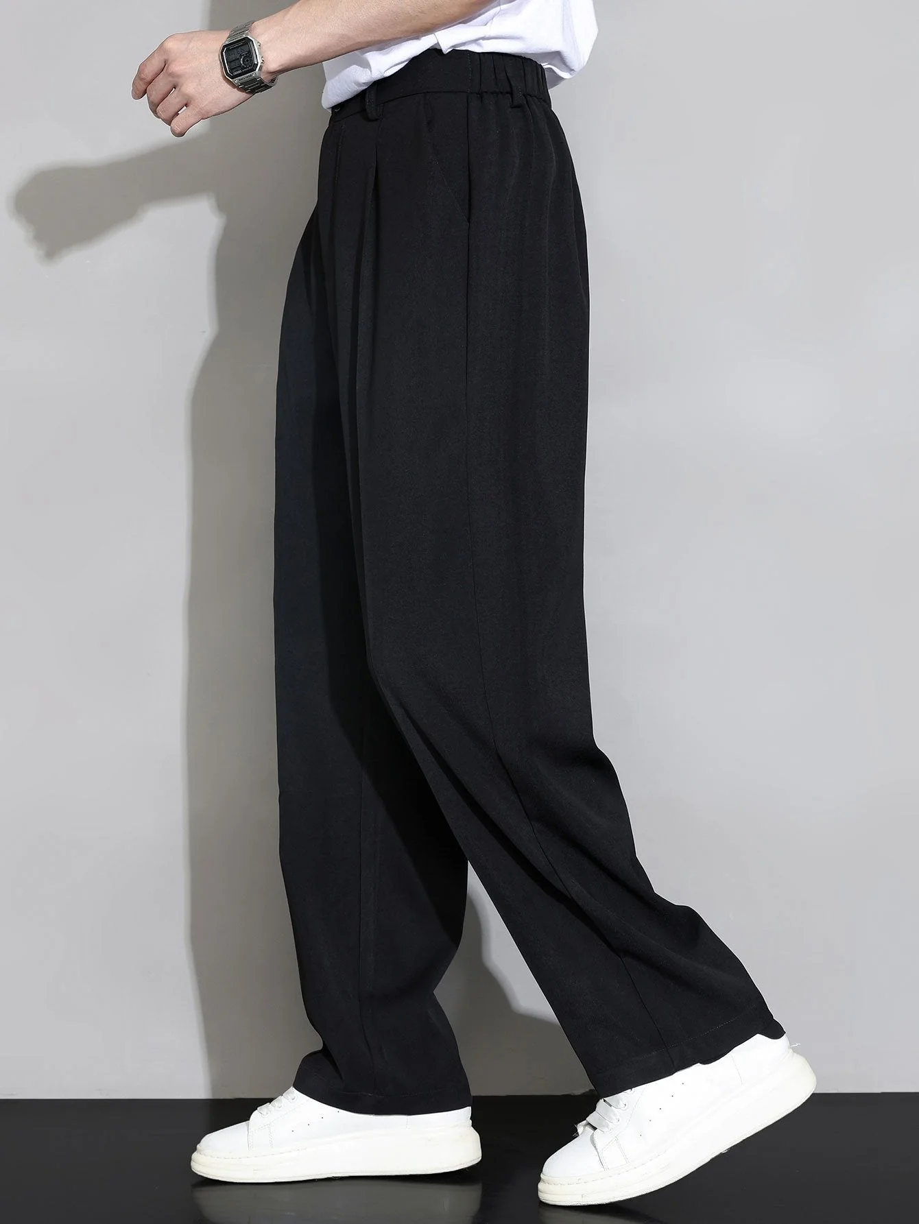 Eustaquio® | Relax Fit Elastic Waist Straight Leg Trousers - Image 2