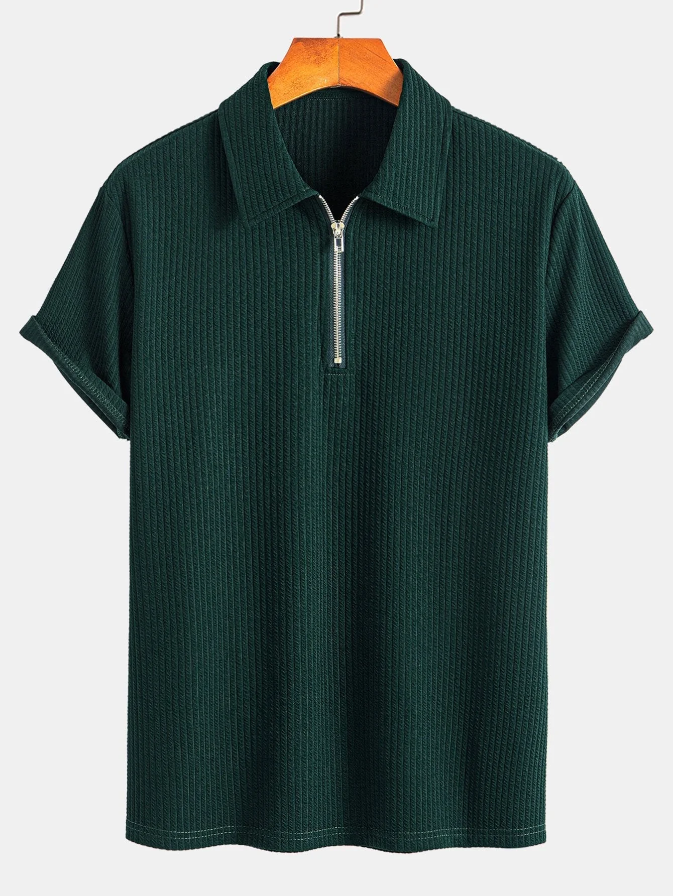 Ezra | Muscle Fit Ribbed Half Zip Polo