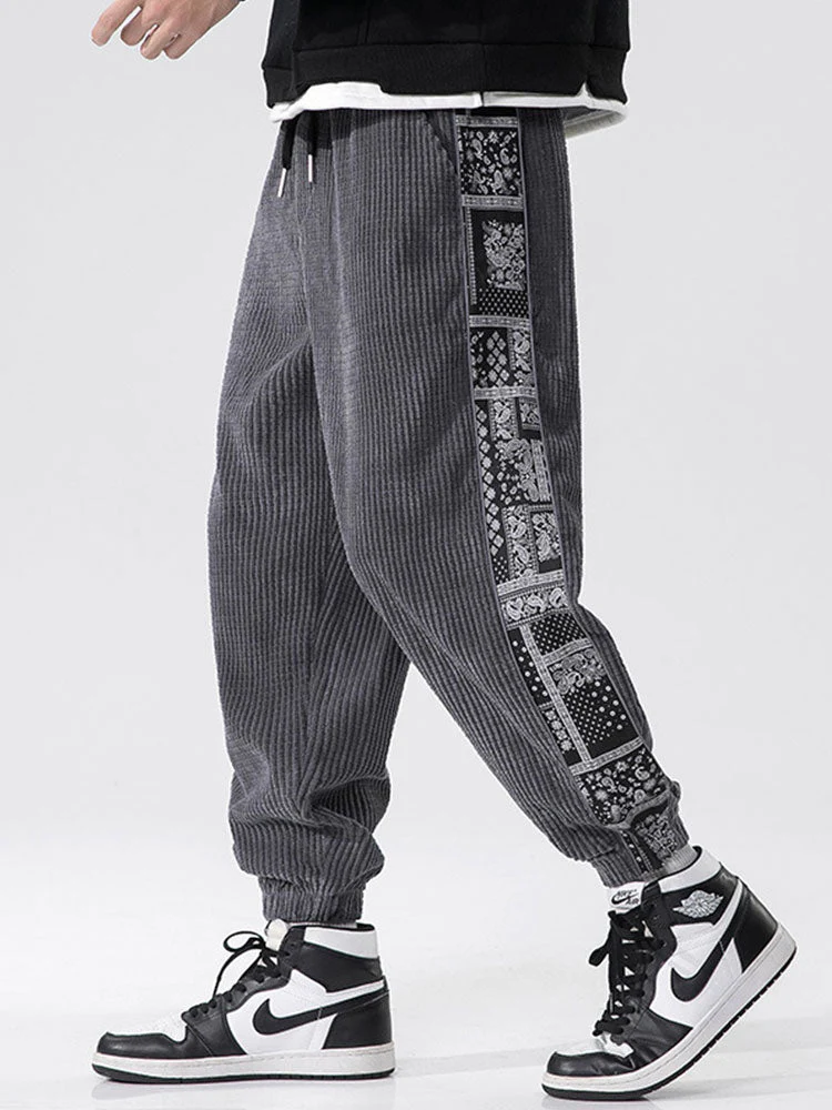 Felipe® | Corduroy Paisley Print Panel Pants - Image 3