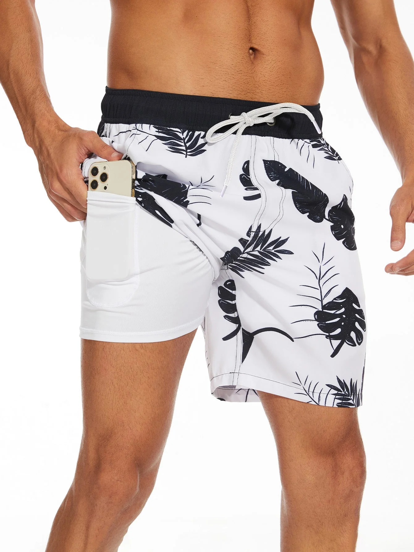 Felipe® | Tropical Leaves Print Swim Shorts - Image 3