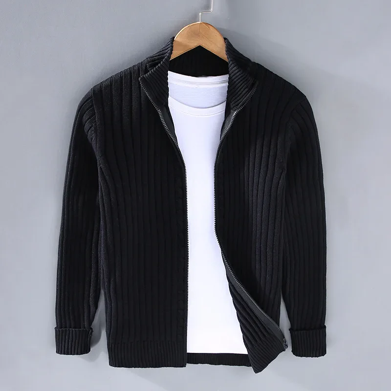 Ferrán | Men's classic ribbed knit cardigan with zip - Image 6