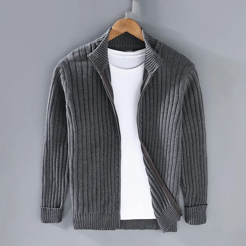 Ferrán | Men's classic ribbed knit cardigan with zip - Image 7