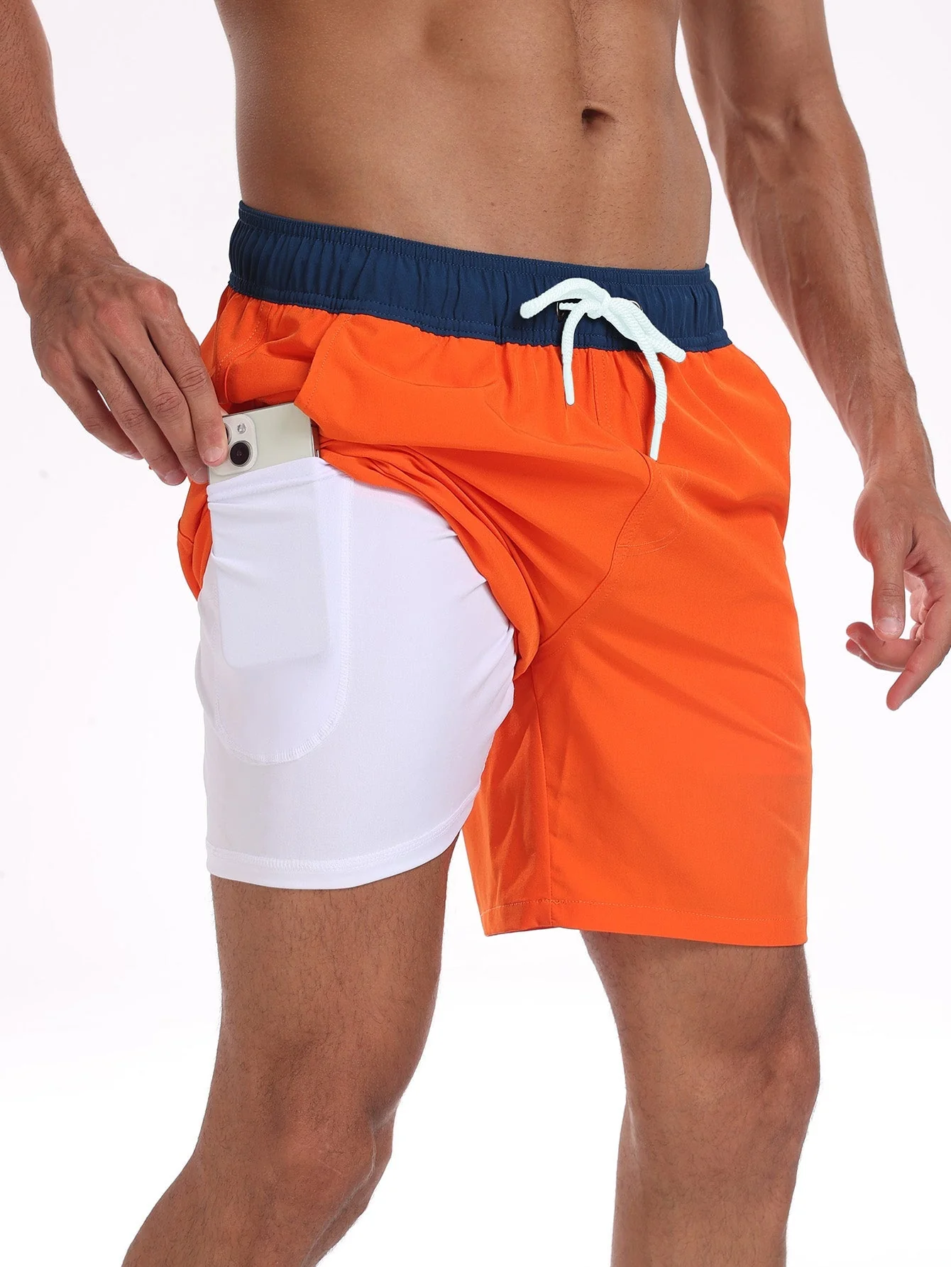 Fulgencio® | Solid Color Drawstring Swim Shorts With Pocket - Image 7