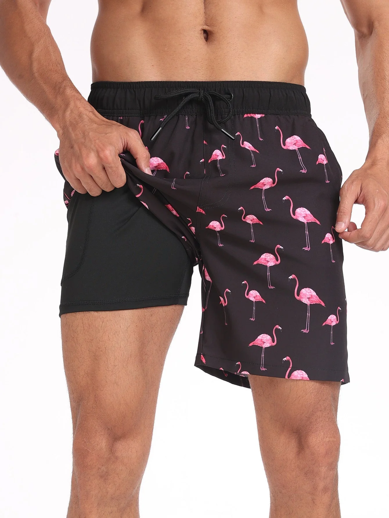 Gabino® | Flamingo Print Pocket Drawstring Swim Shorts - Image 3