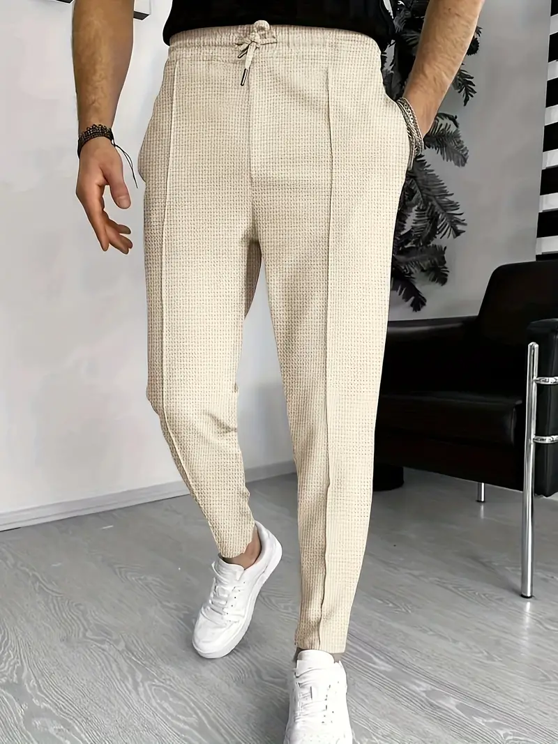 Gene® | Waffle Pattern Drawstring Track Pants For Men - Image 3