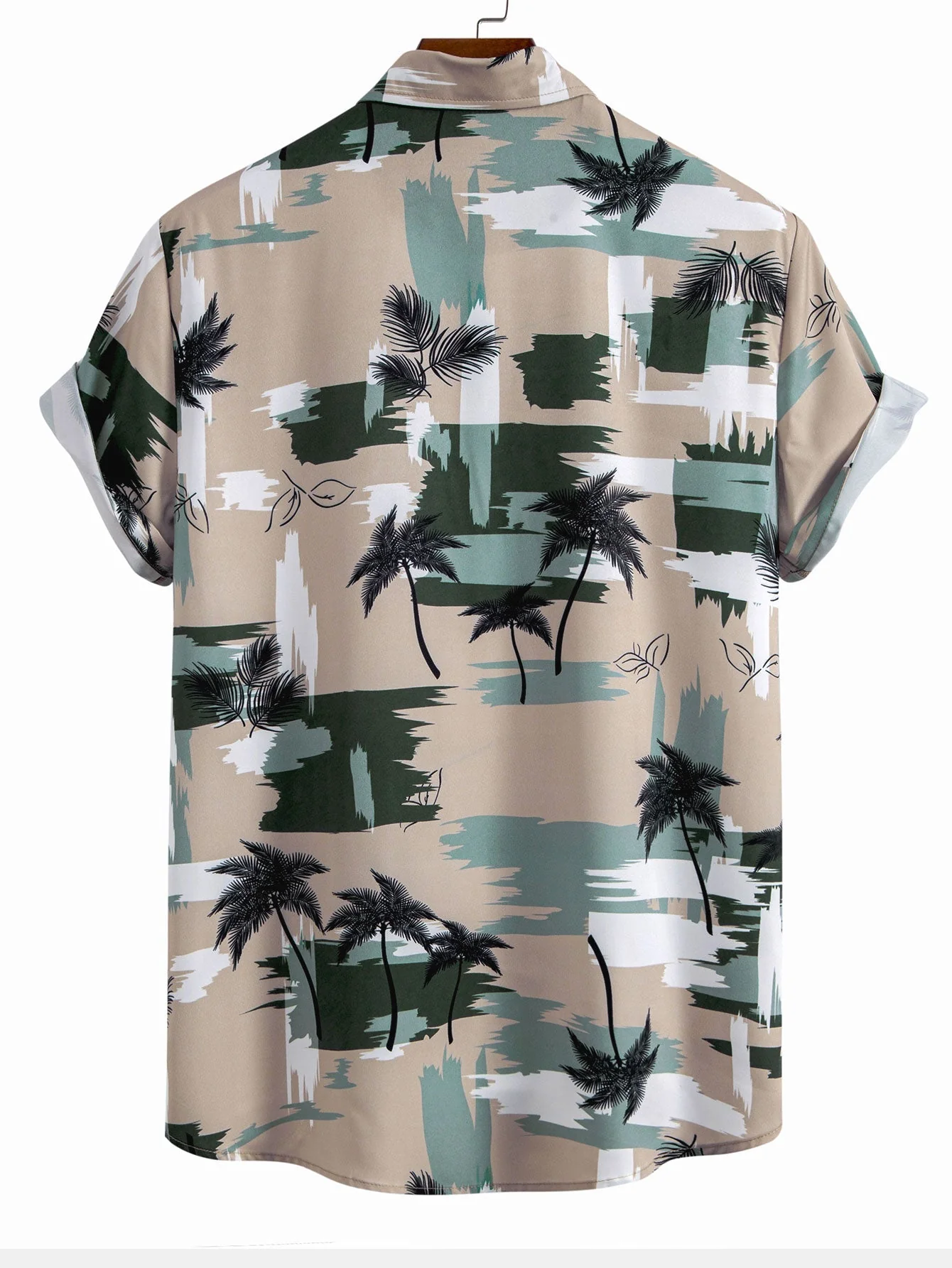Gerardo® | Palm Tree Color Block Print Button Up Shirt & Swim Shorts - Image 4