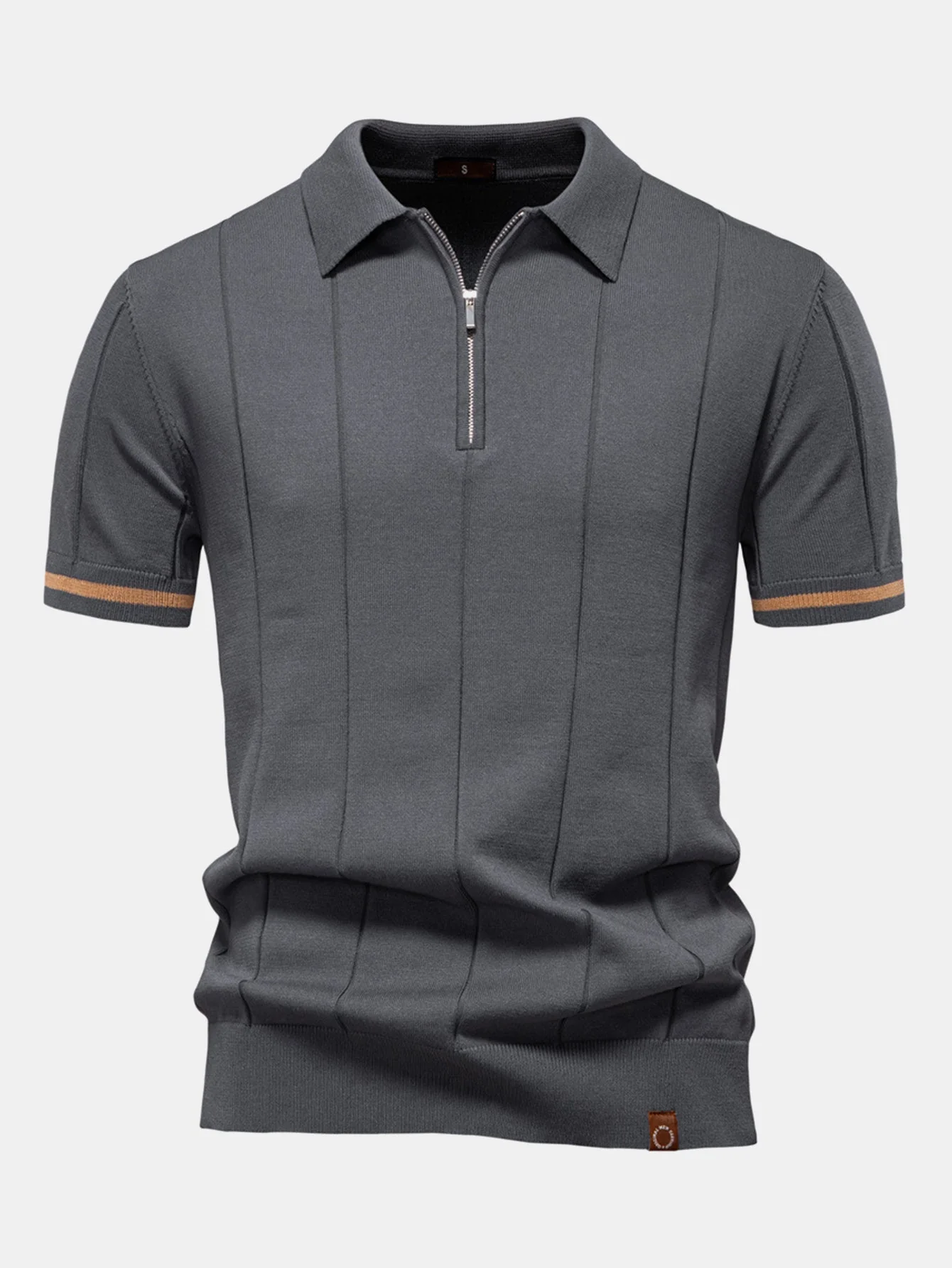 Grayson | Contrast Trim Zipper Knit Polo Shirt - Image 14