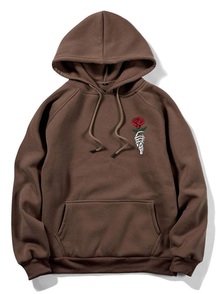Gregory | Rose Skull Hand Print Hoodie - Image 3