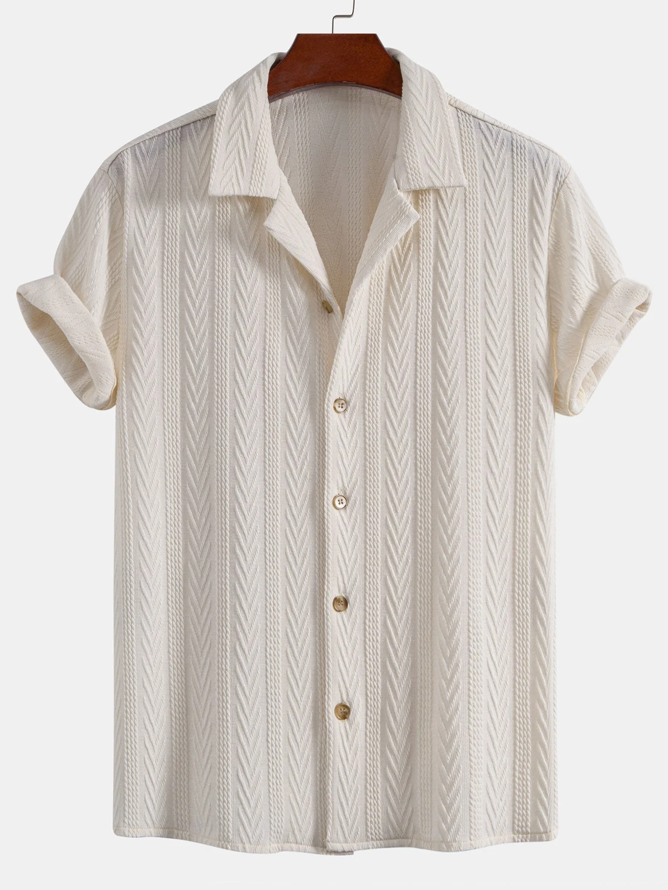 Harvey® | Texture Jacquard Cuban Shirt & Linen Cotton Blend Drawstring Shorts - Image 9