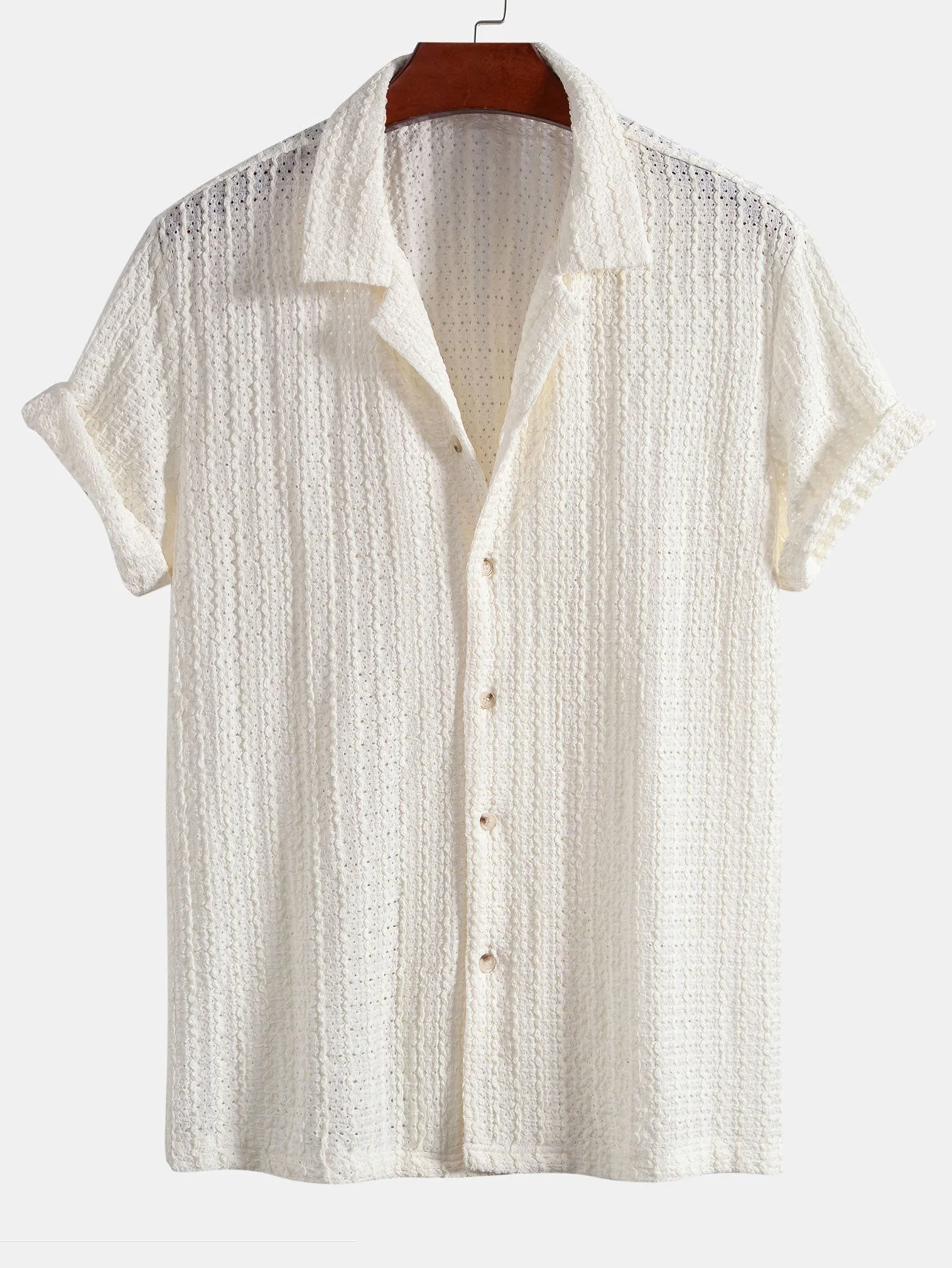 Hector® | Texture Jacquard Cuban Shirt & Linen Cotton Blend Drawstring Shorts - Image 7