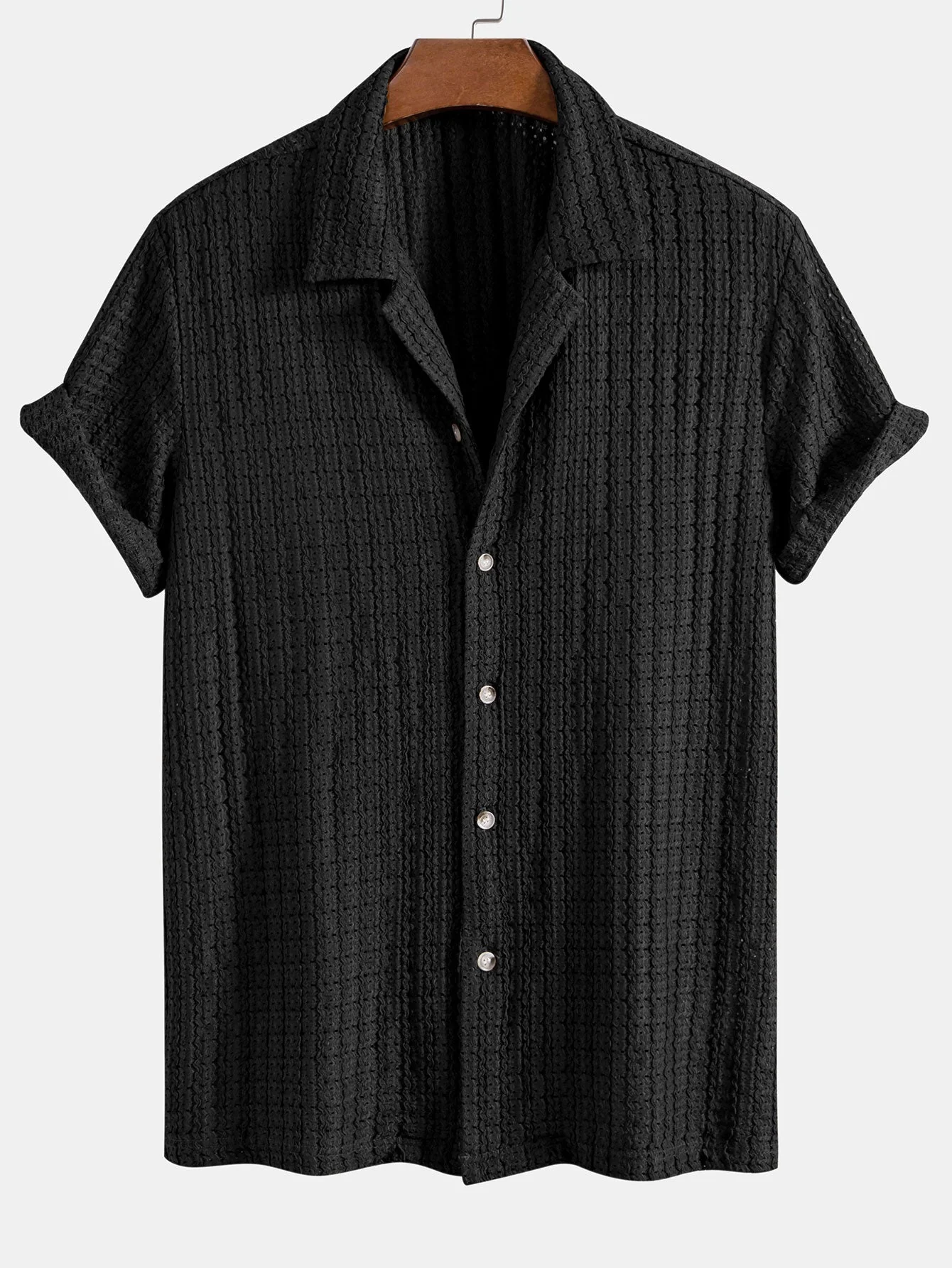 Hector® | Texture Jacquard Cuban Shirt & Linen Cotton Blend Drawstring Shorts - Image 9