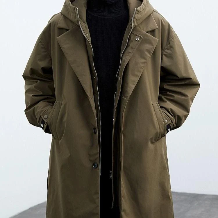 Henrik | Men's hooded button-front trench coat - Image 3