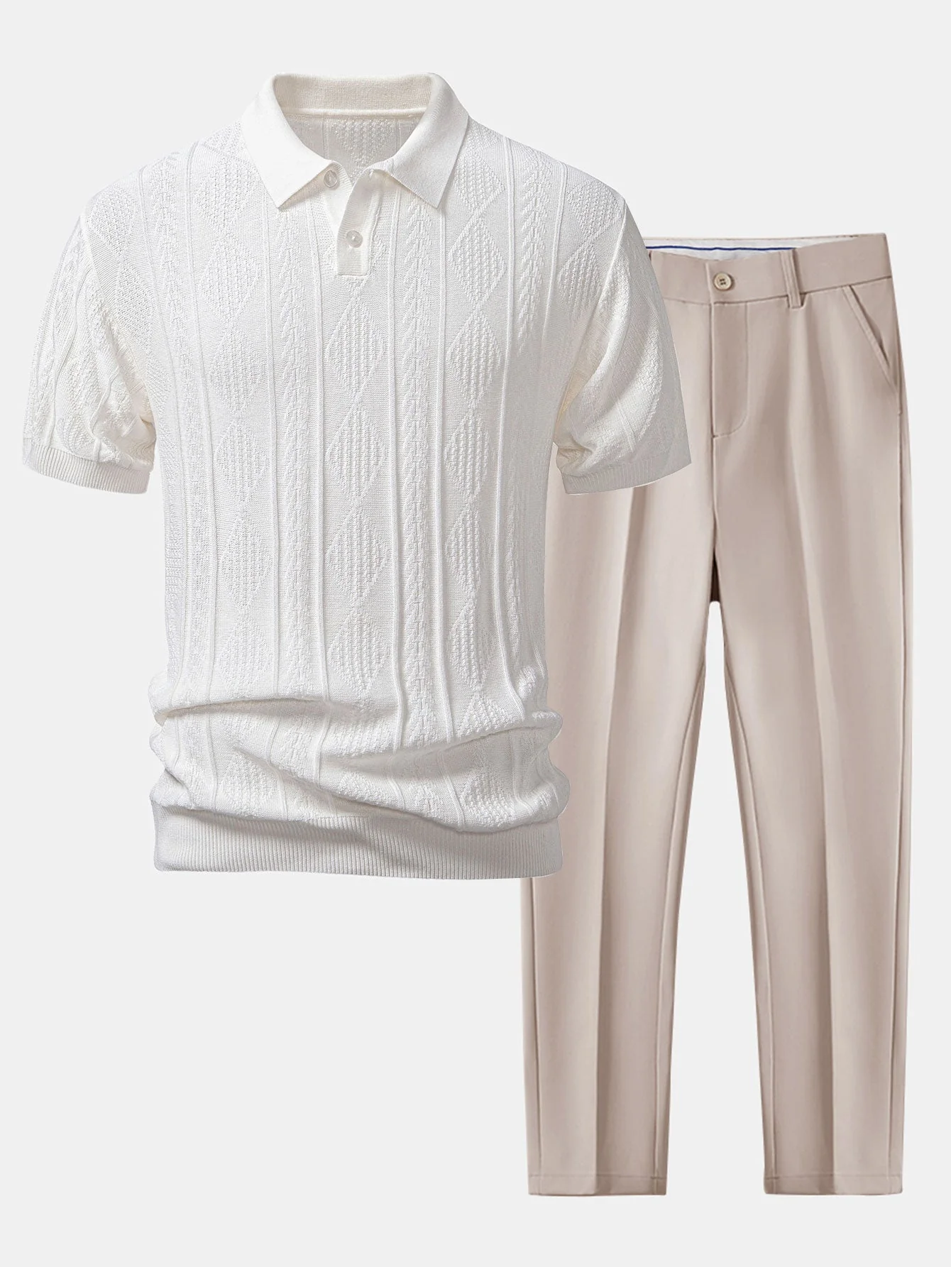 hola Geometric Jacquard Polo Shirt & Slim Fit Tapered Pants