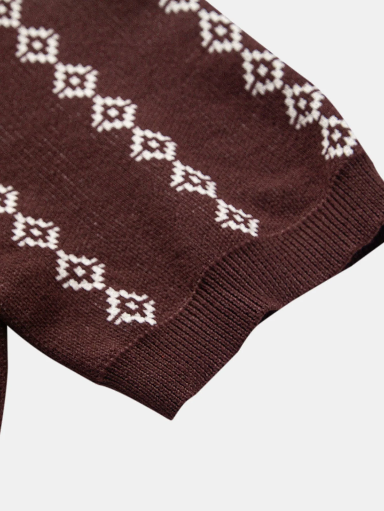 hola Geometric Knit V-Neck Polo Shirt - Image 9
