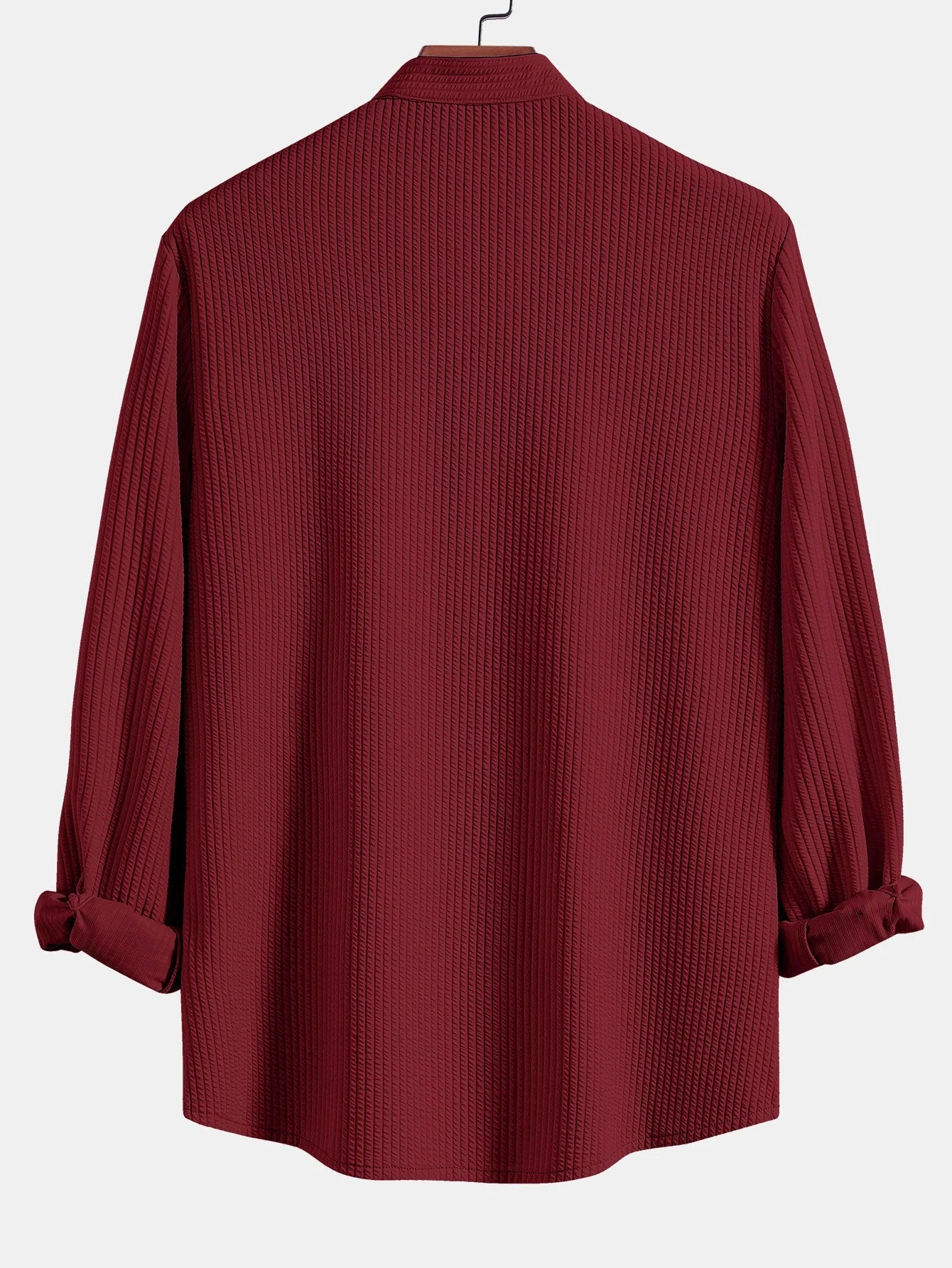 Horace® | Muscle Fit Ribbed Long Sleeved Shirt With Mandarin Collar - Image 12
