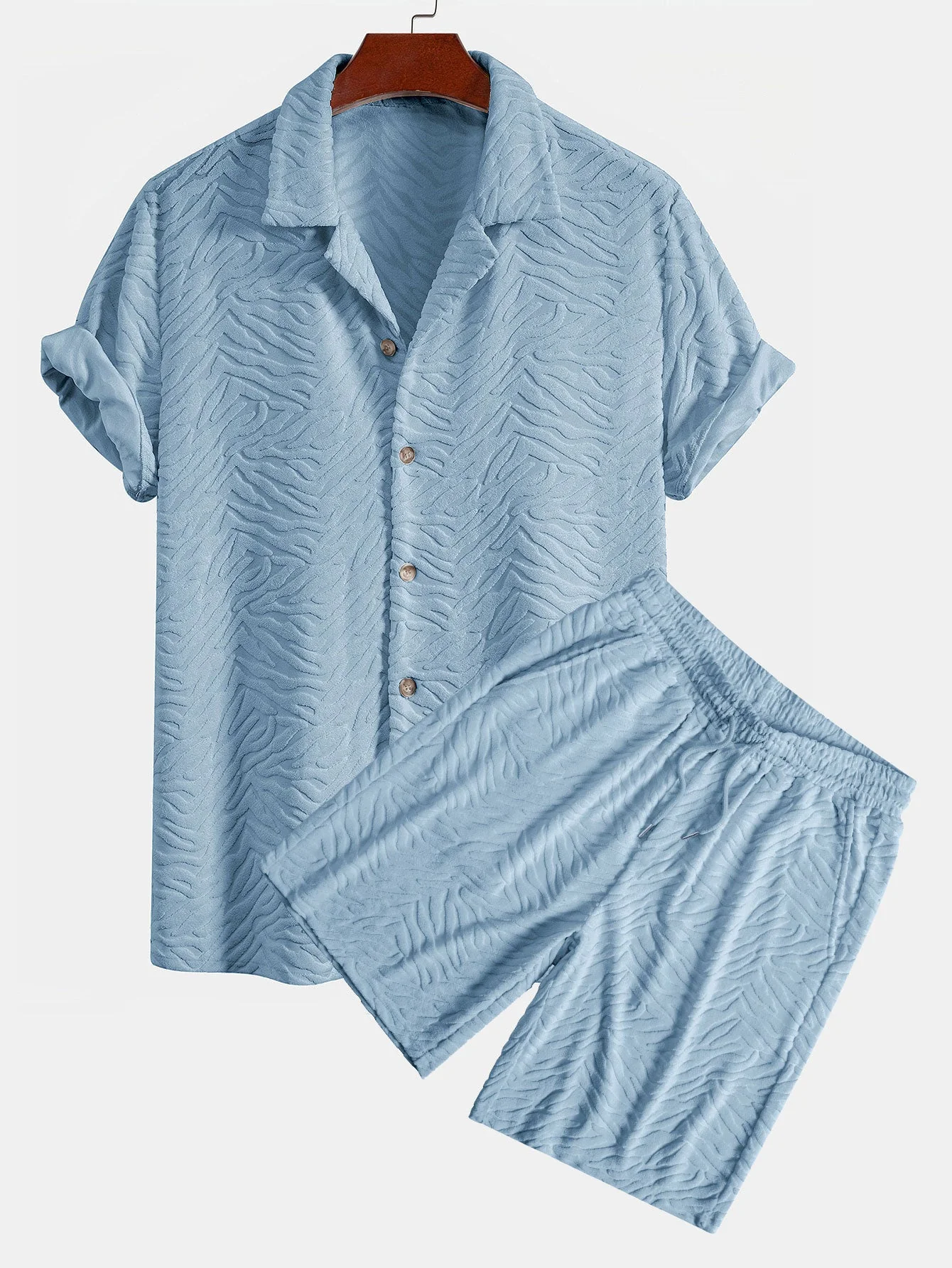 Horacio® | Animal Texture Terry Cuban Shirt & Shorts - Image 3